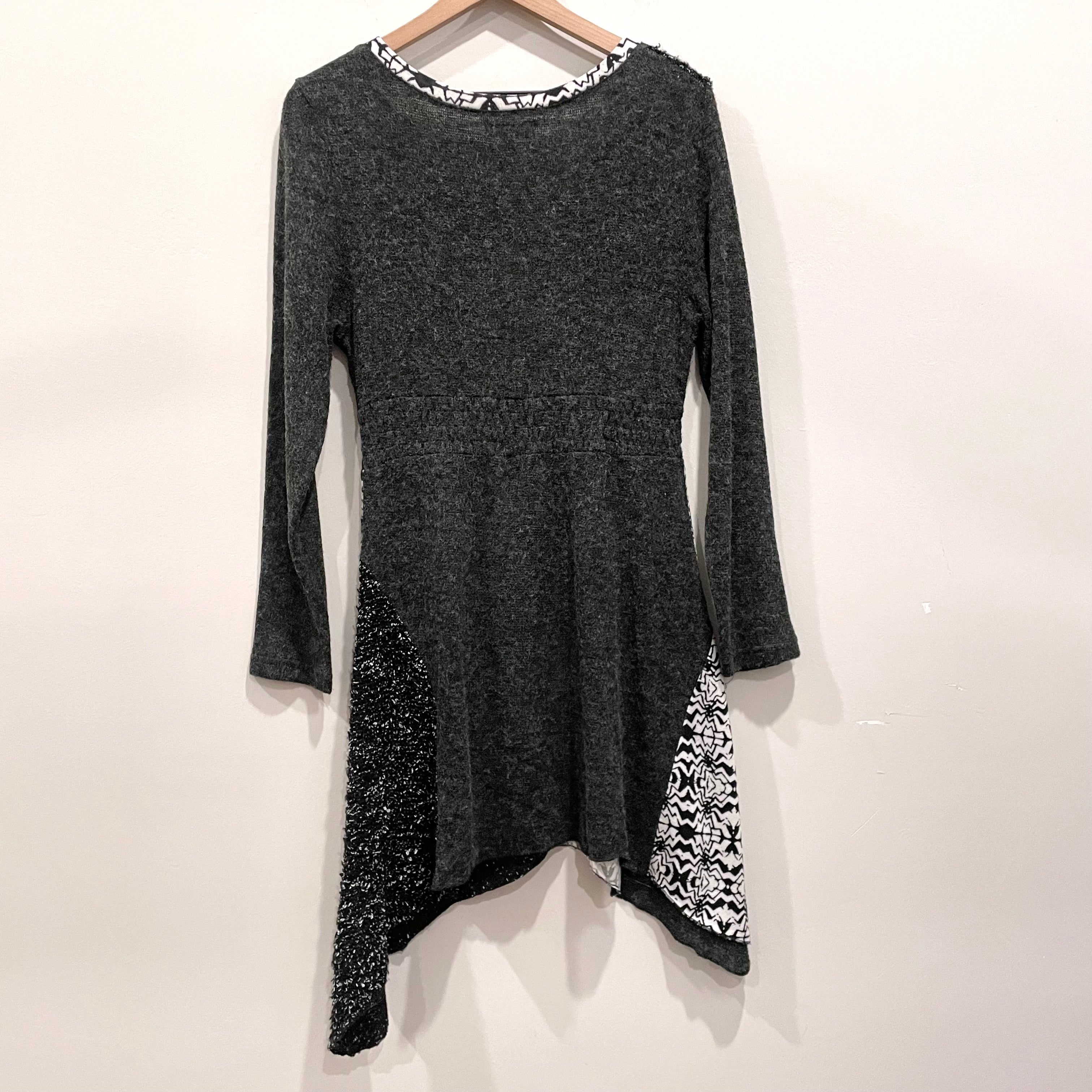 Mixed Media Asymmetrical Hem Tunic