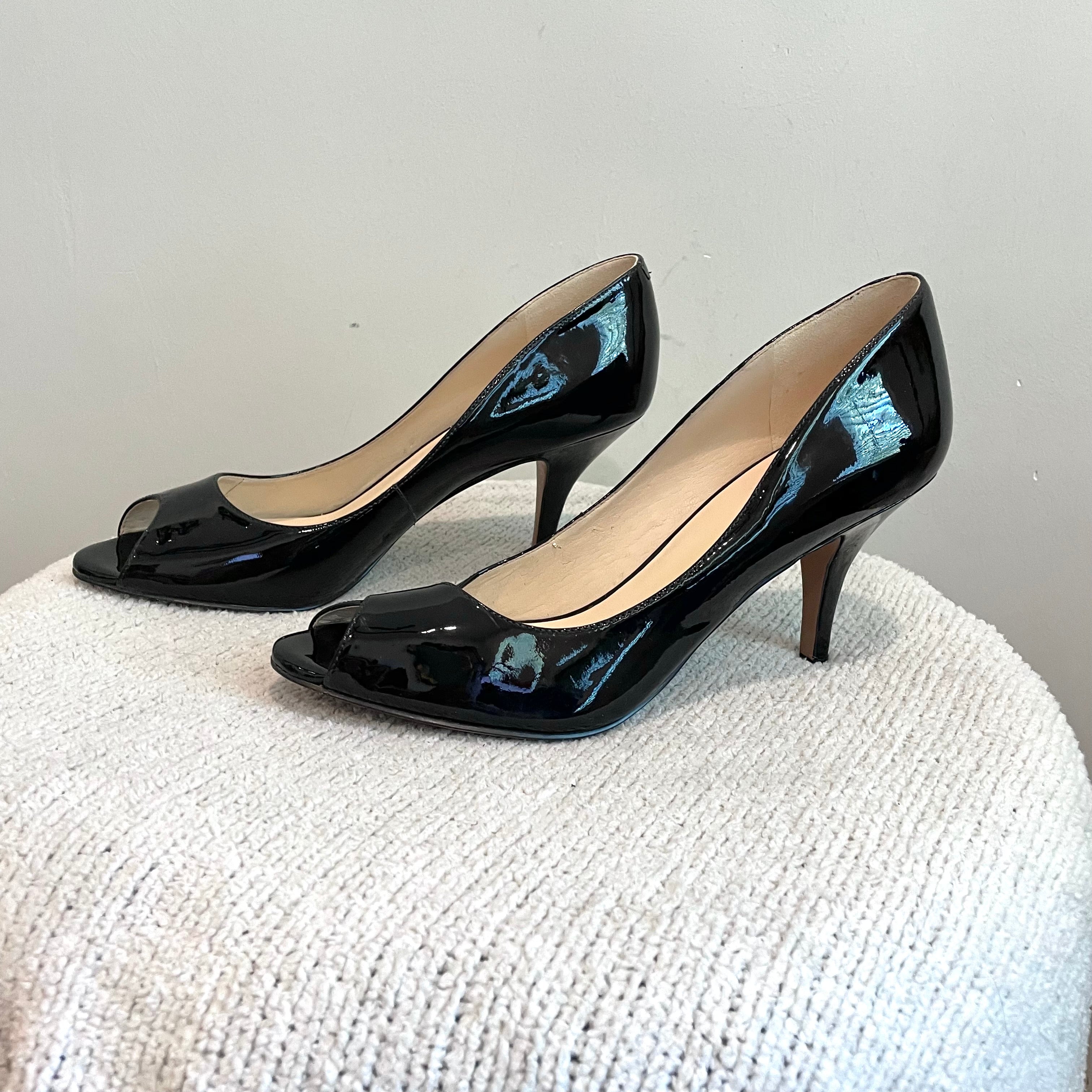 Peep Toe Patent Leather Heel