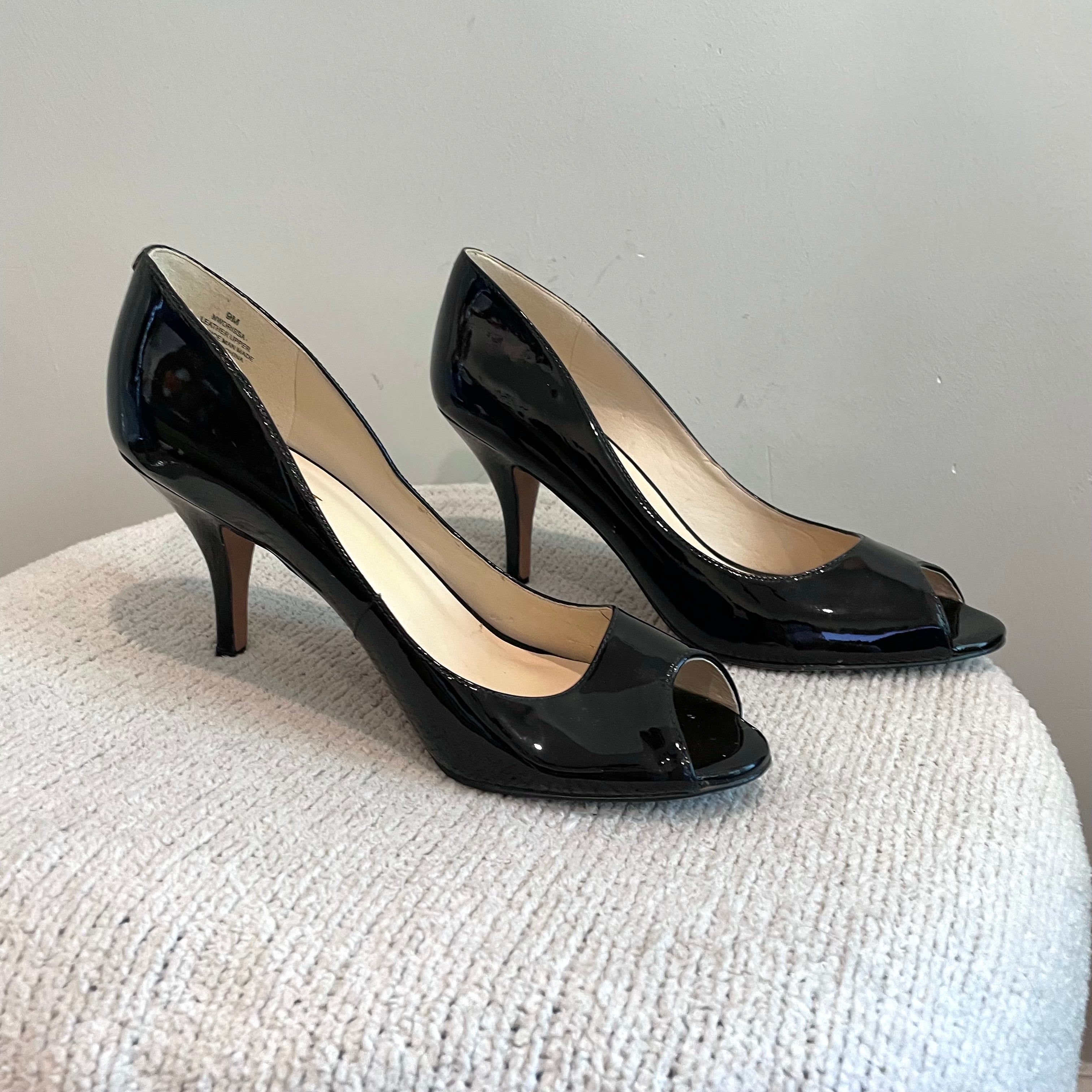 Peep Toe Patent Leather Heel