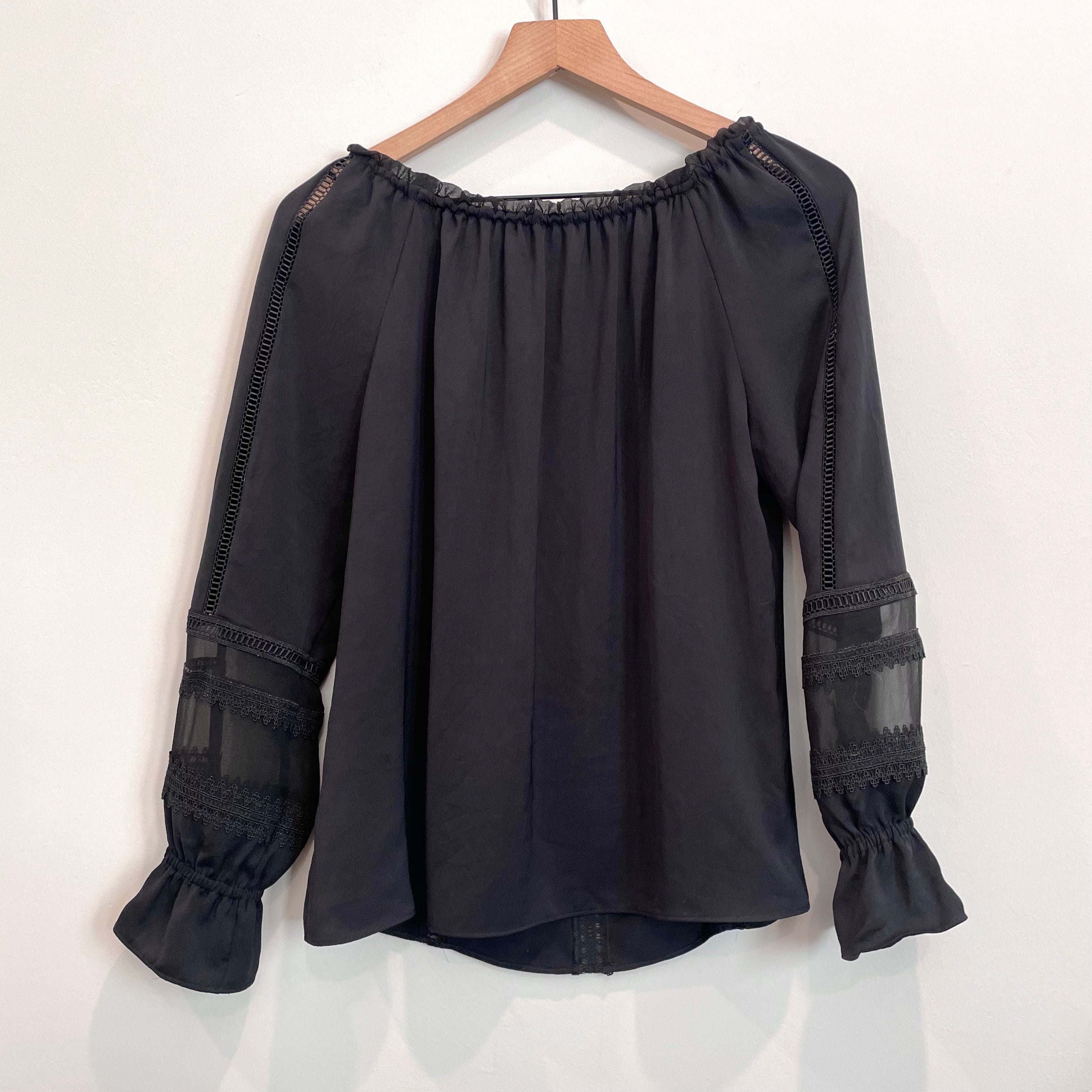 Lace Trim Silk Blouse