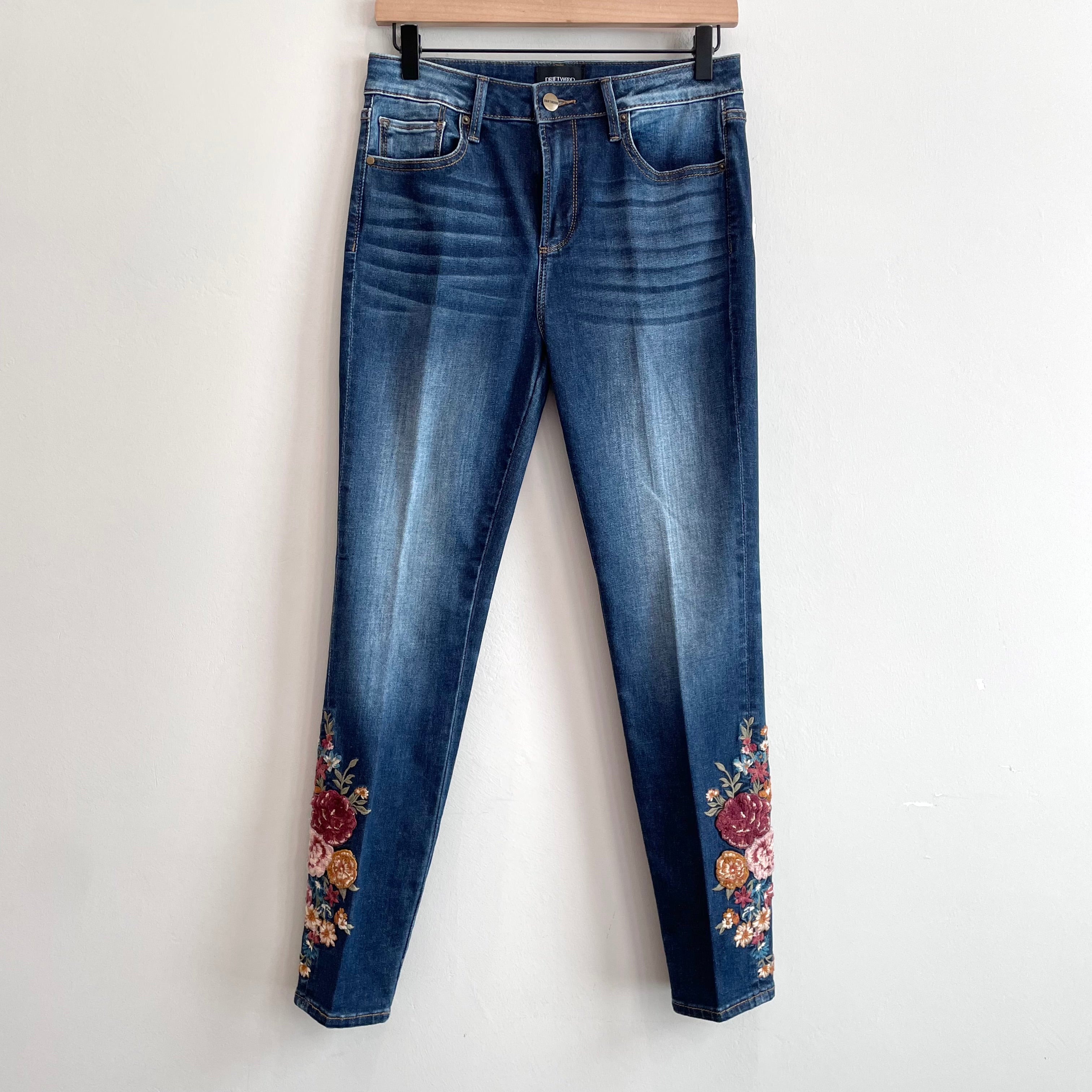 Floral Embroidered Skinny Jeans