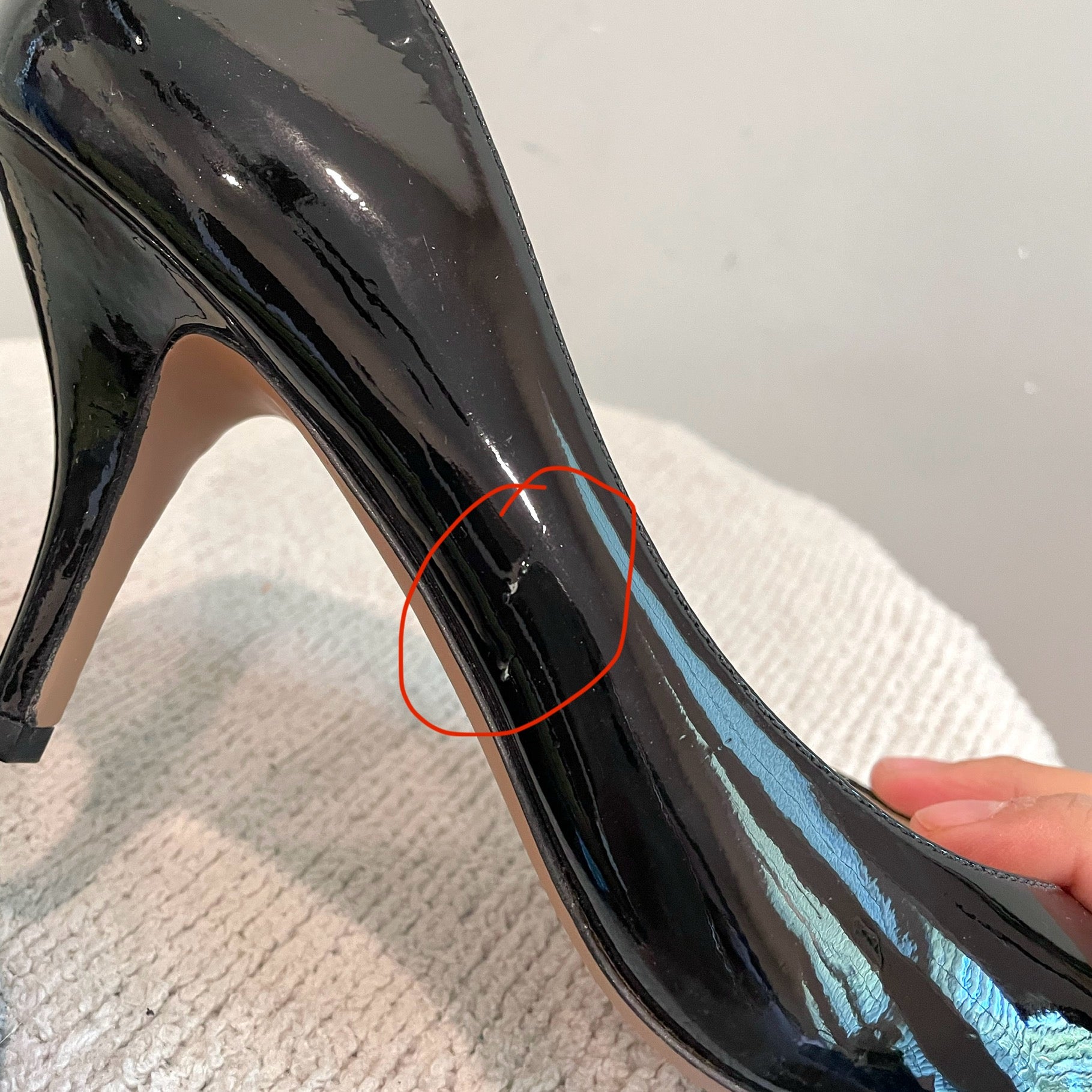 Peep Toe Patent Leather Heel