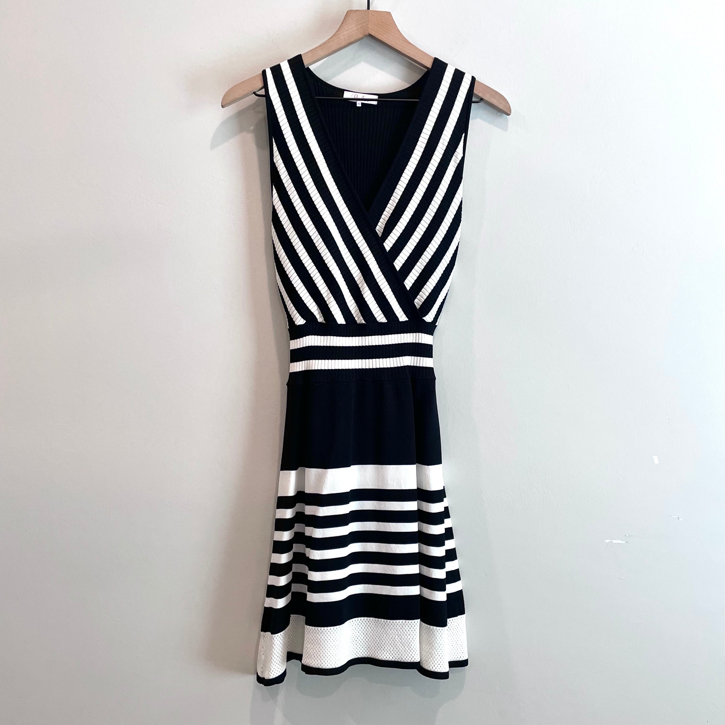 Striped V-Neck Stretch Dress