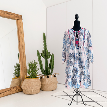 Floral Embroidered Trim Shift Dress