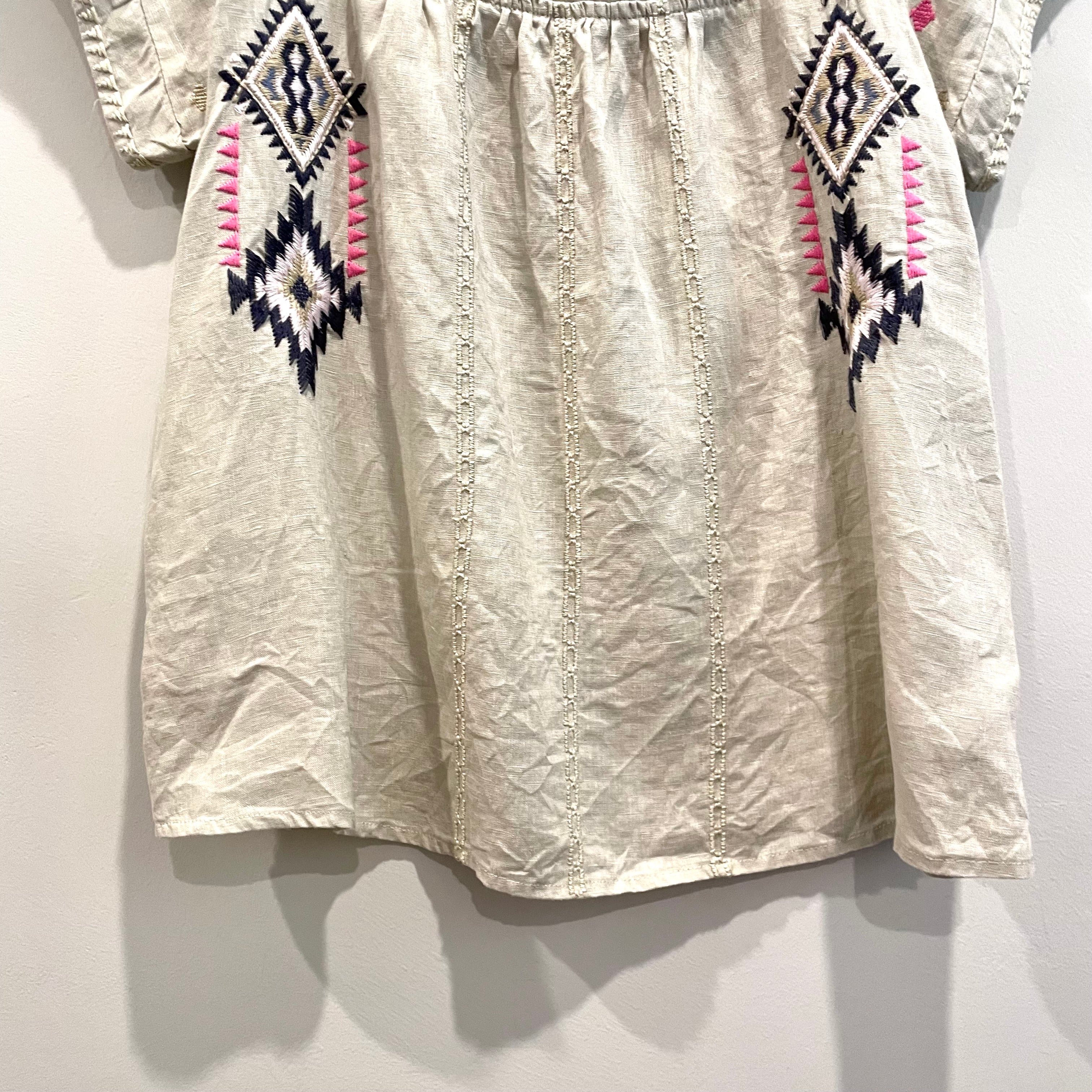 Southwestern Embroidered Linen Top