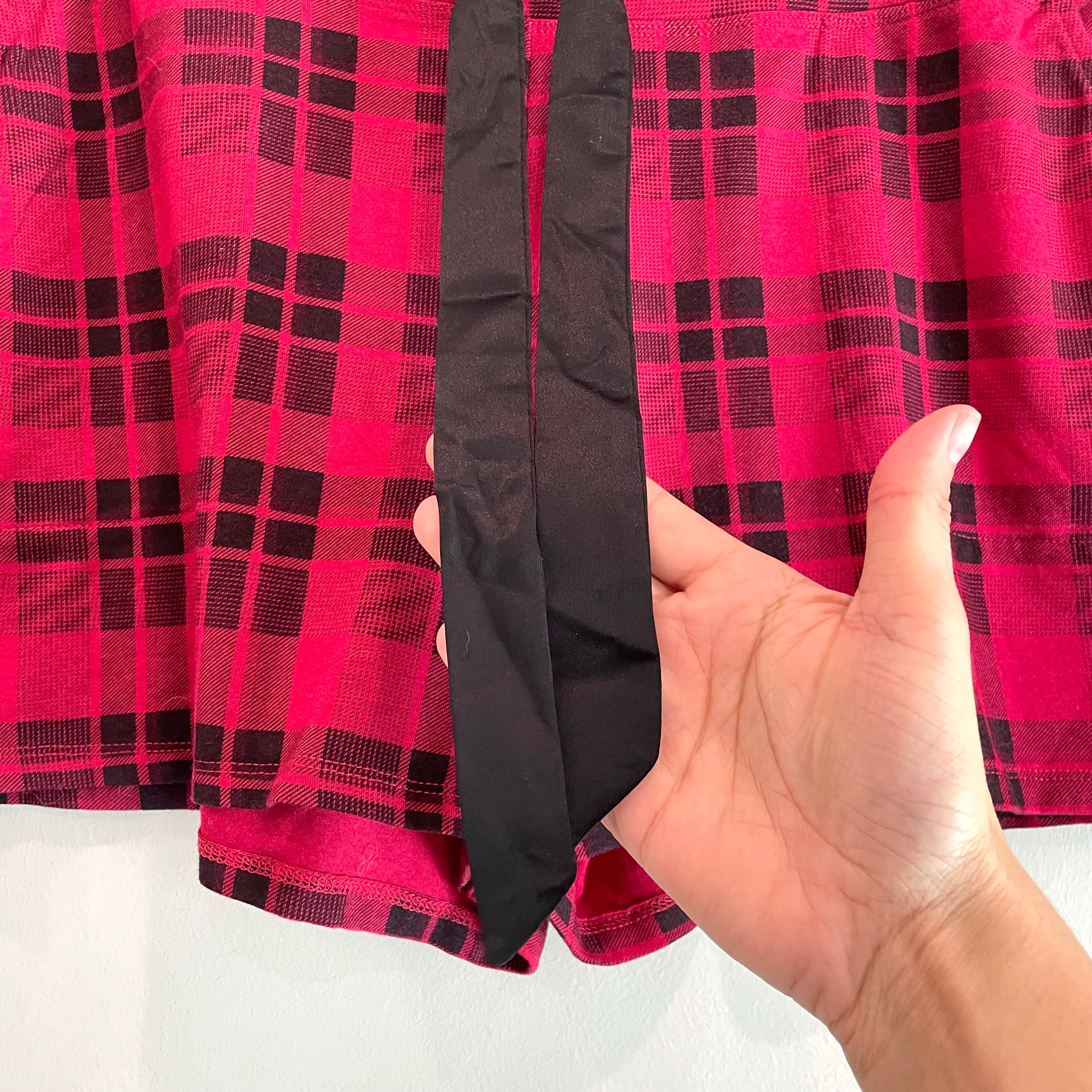 Plaid Ribbon Drawstring Pajama Shorts