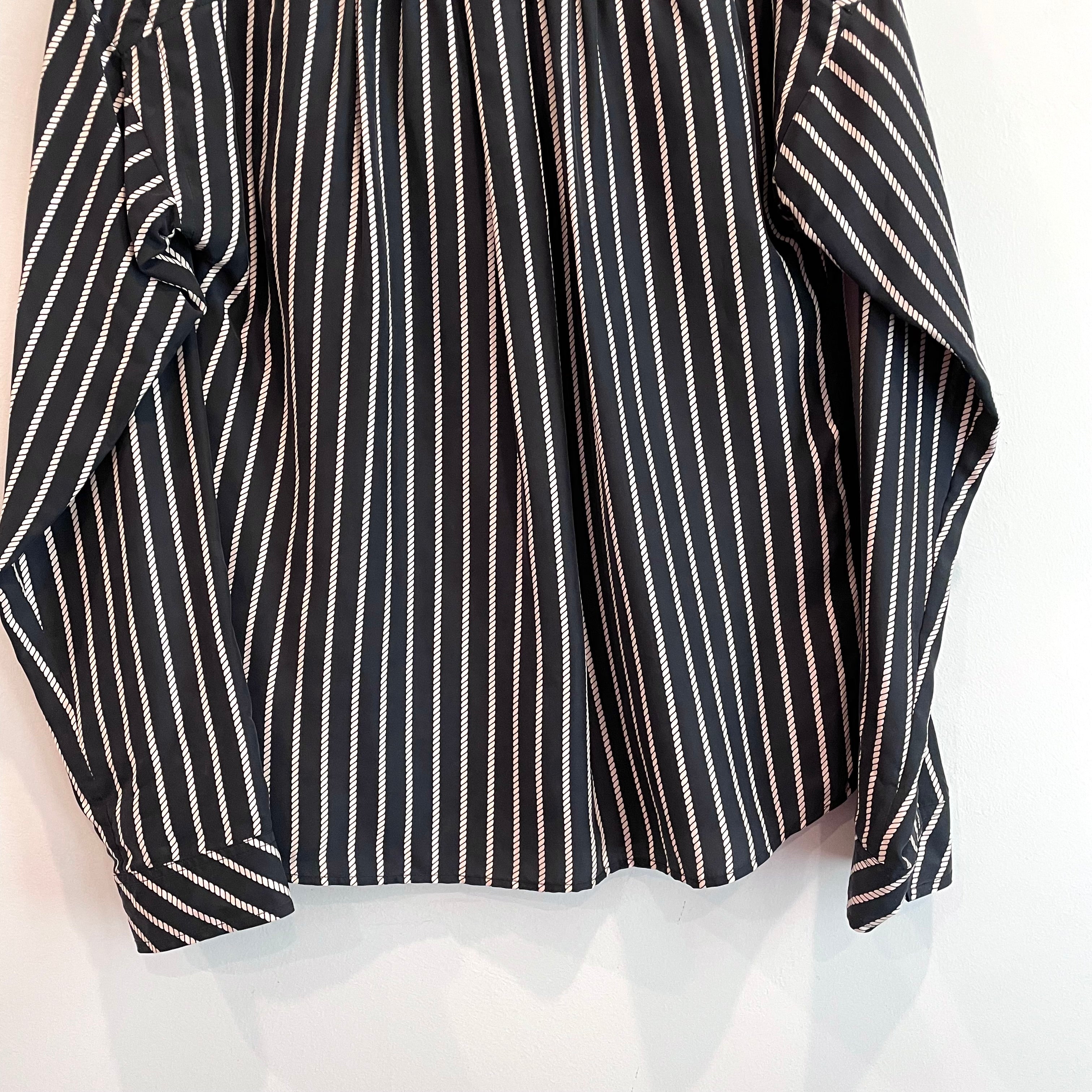 Striped Button Down Silk Shirt