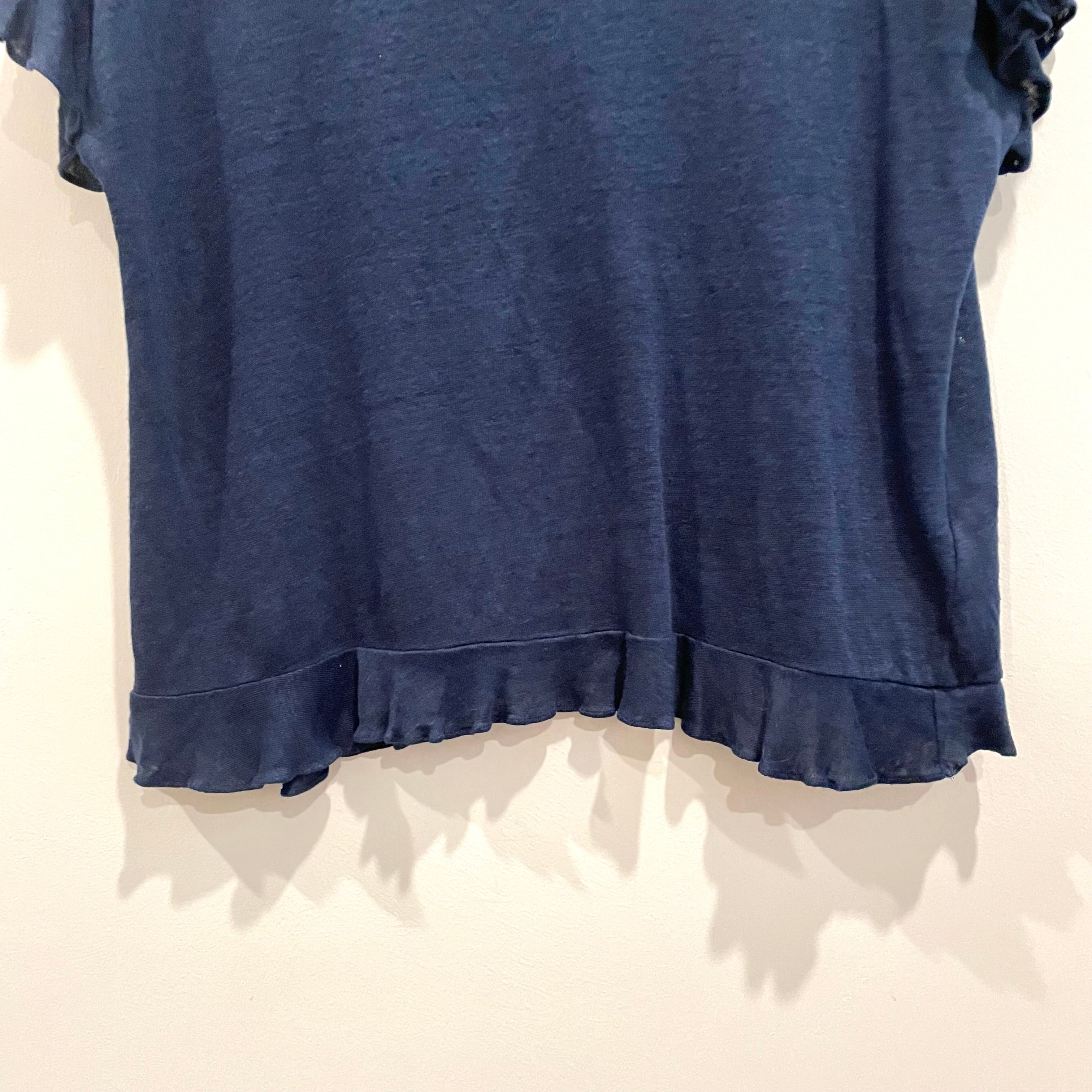 Ruffle Crossover Linen Top