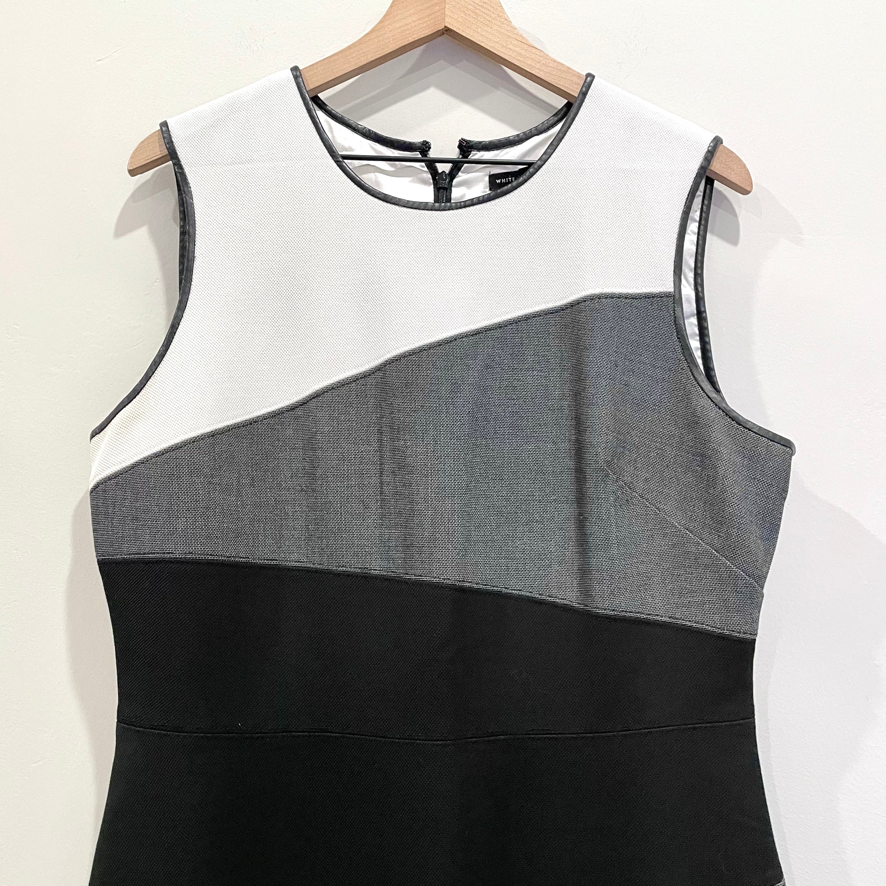 Colorblock Faux Leather Trim Dress