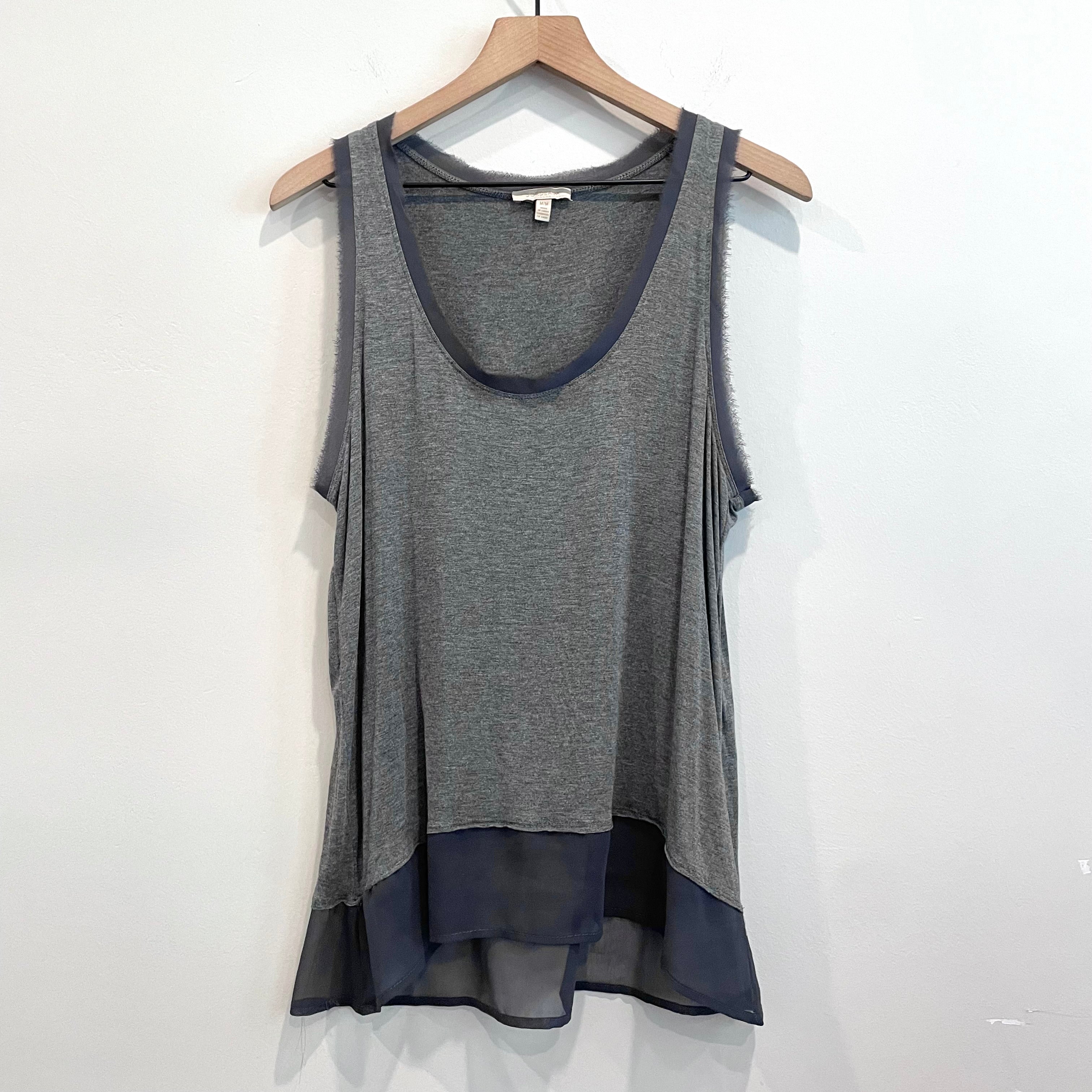 Semi-Sheer Trim Sleeveless Top