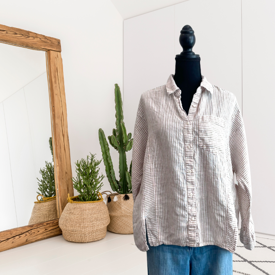 Striped Linen Button Down Shirt