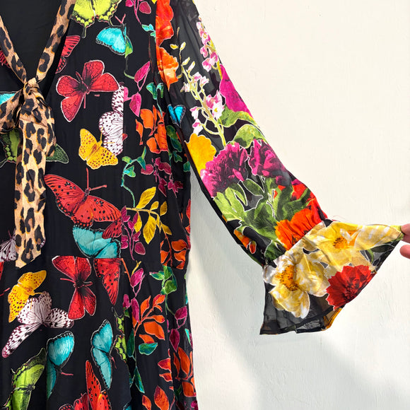 Butterfly Leopard Silk Dress
