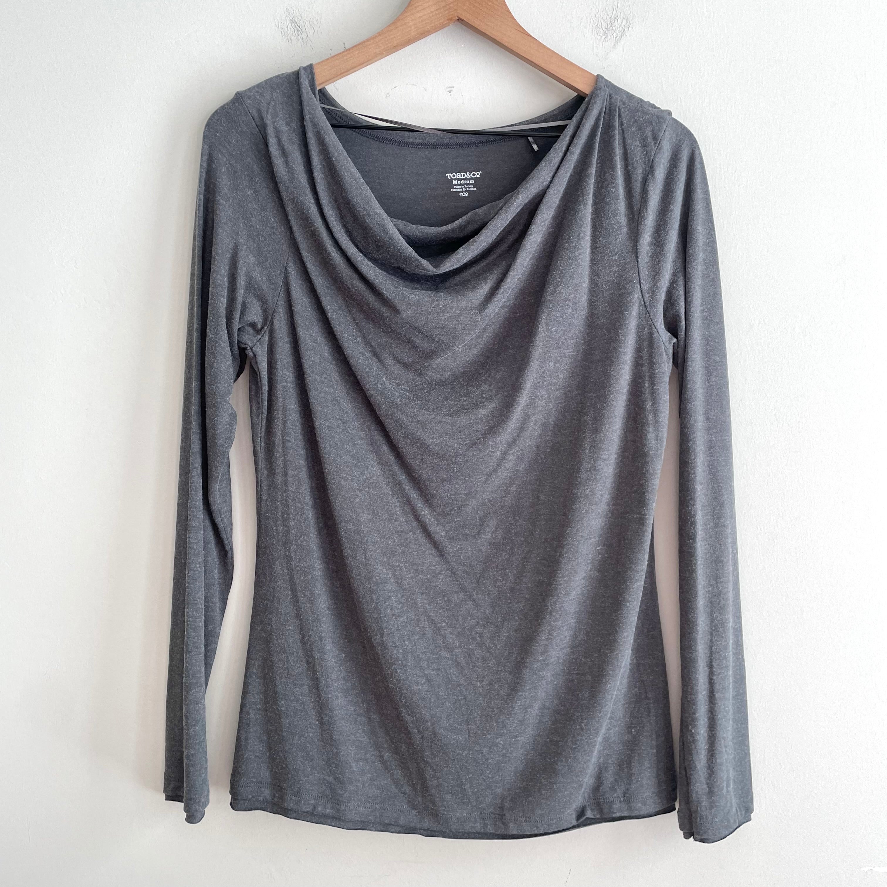 Draped Neck Long Sleeve Top