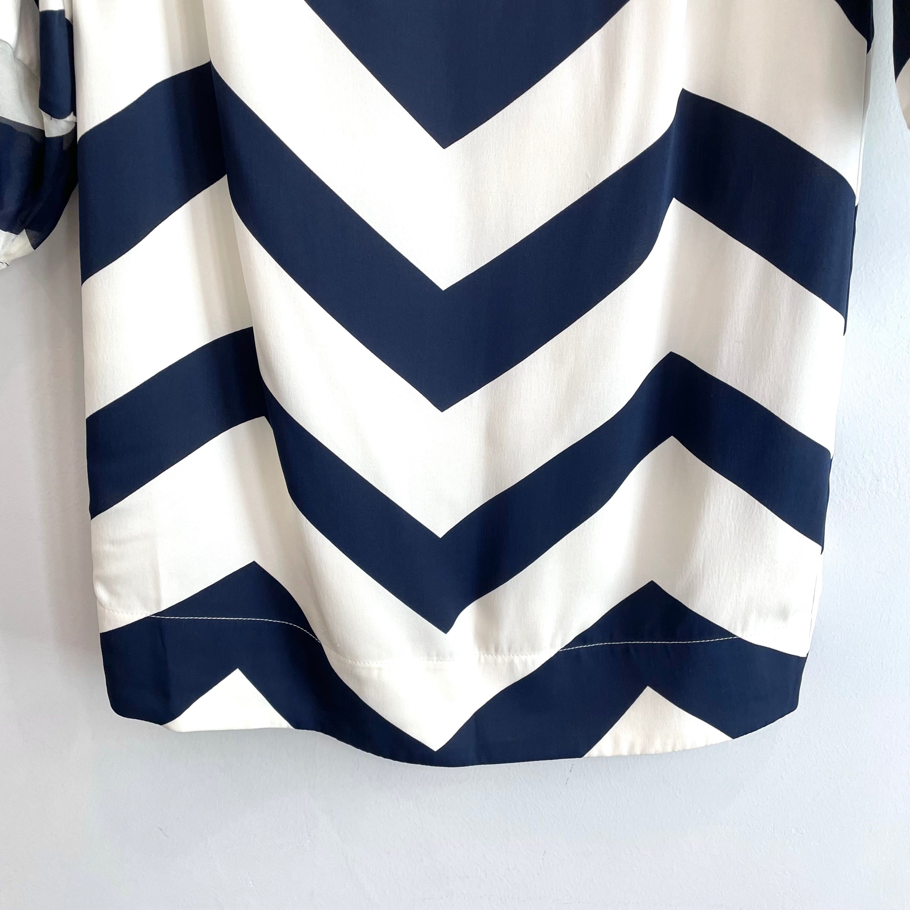 Chevron Belted Silk Blend Mini Dress