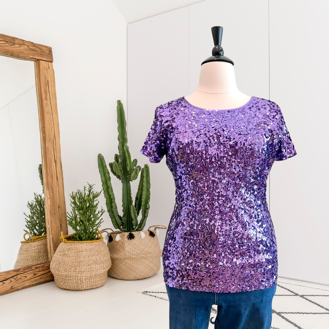 Sequin Short Sleeve Top