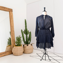 Pleated V-Neck Dress-1