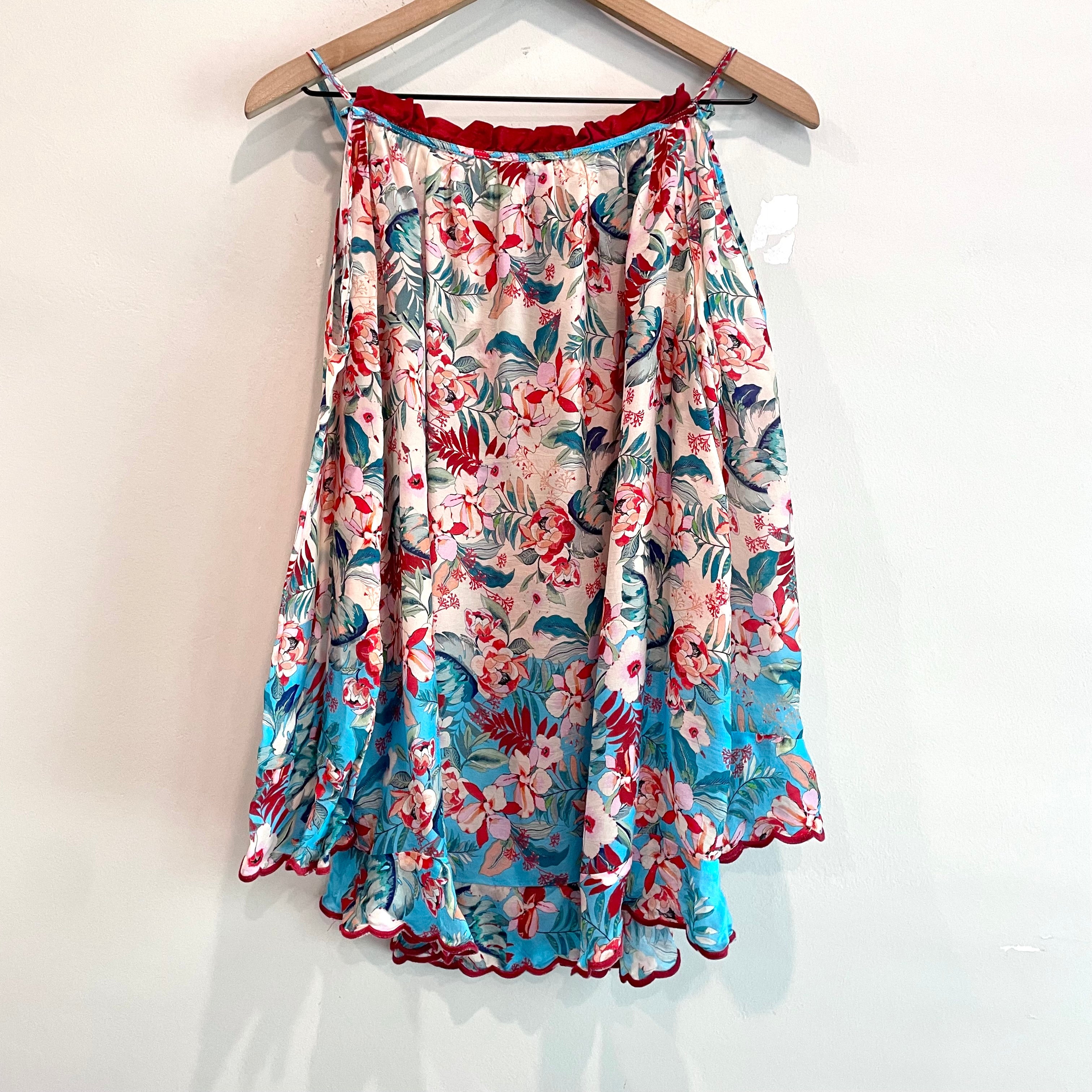 Cold Shoulder Floral Silk Top