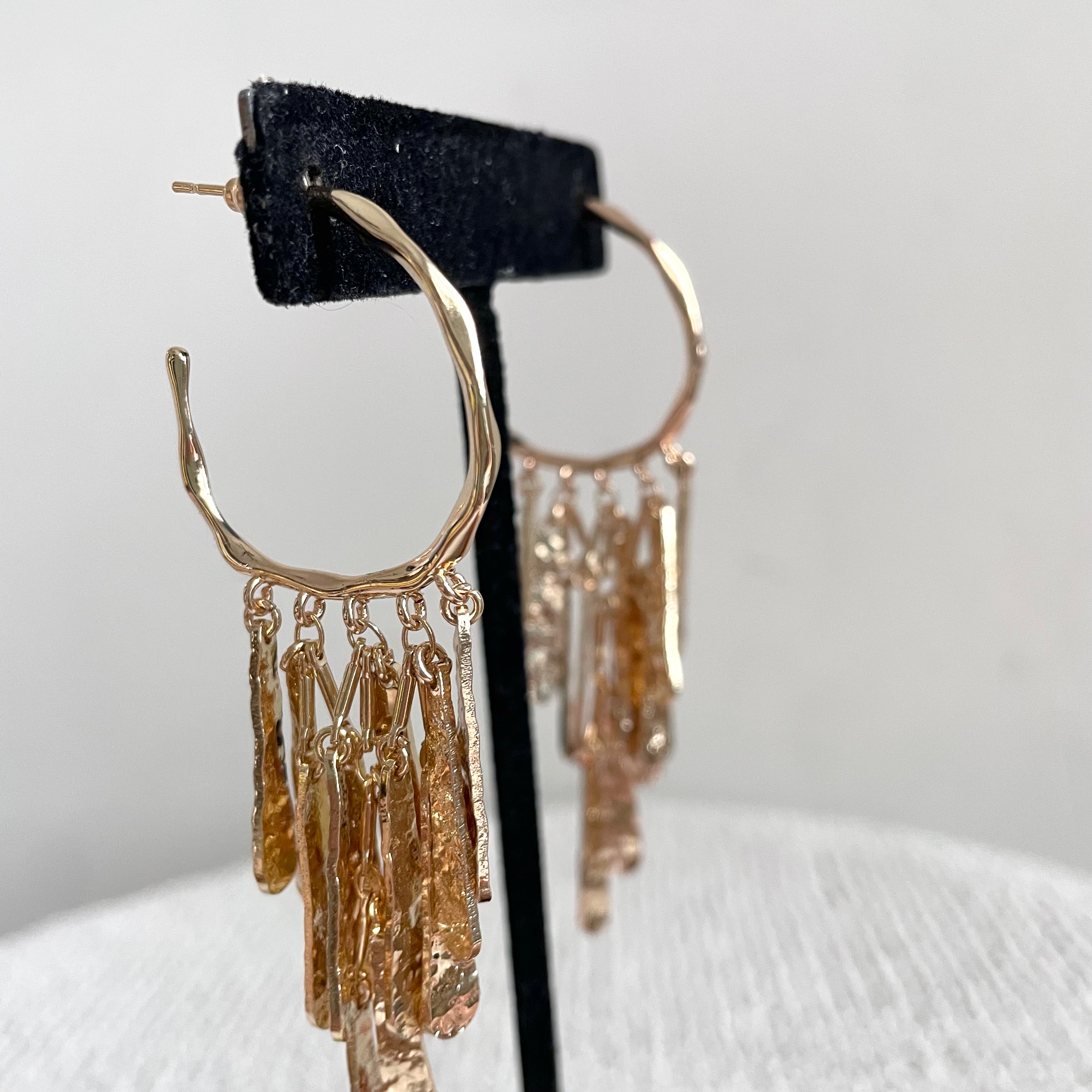 Gold Fringe Hoop Earrings