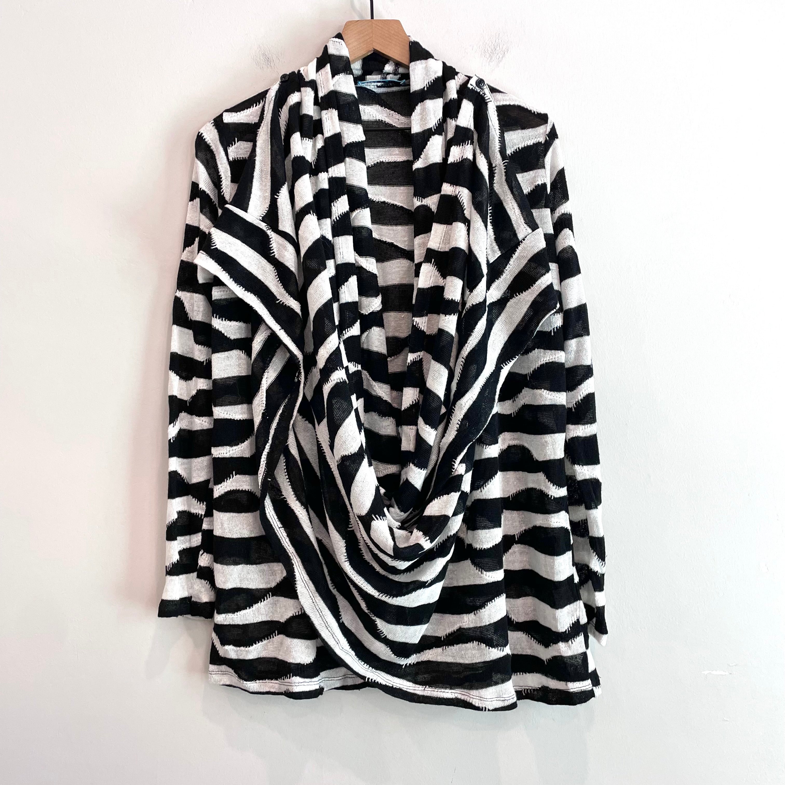 Wavy Striped Wrap Cardigan