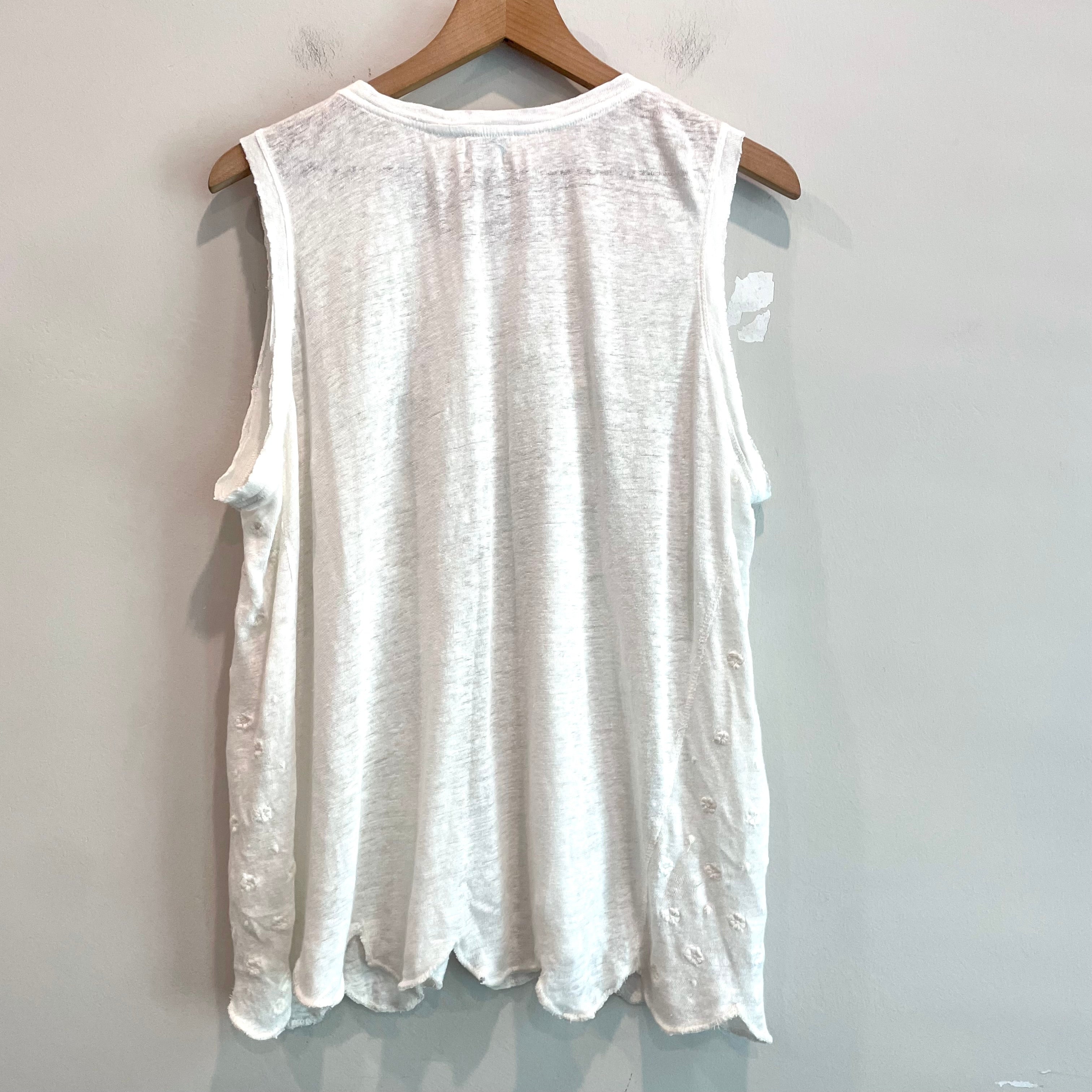 Embroidered Linen Tank Top