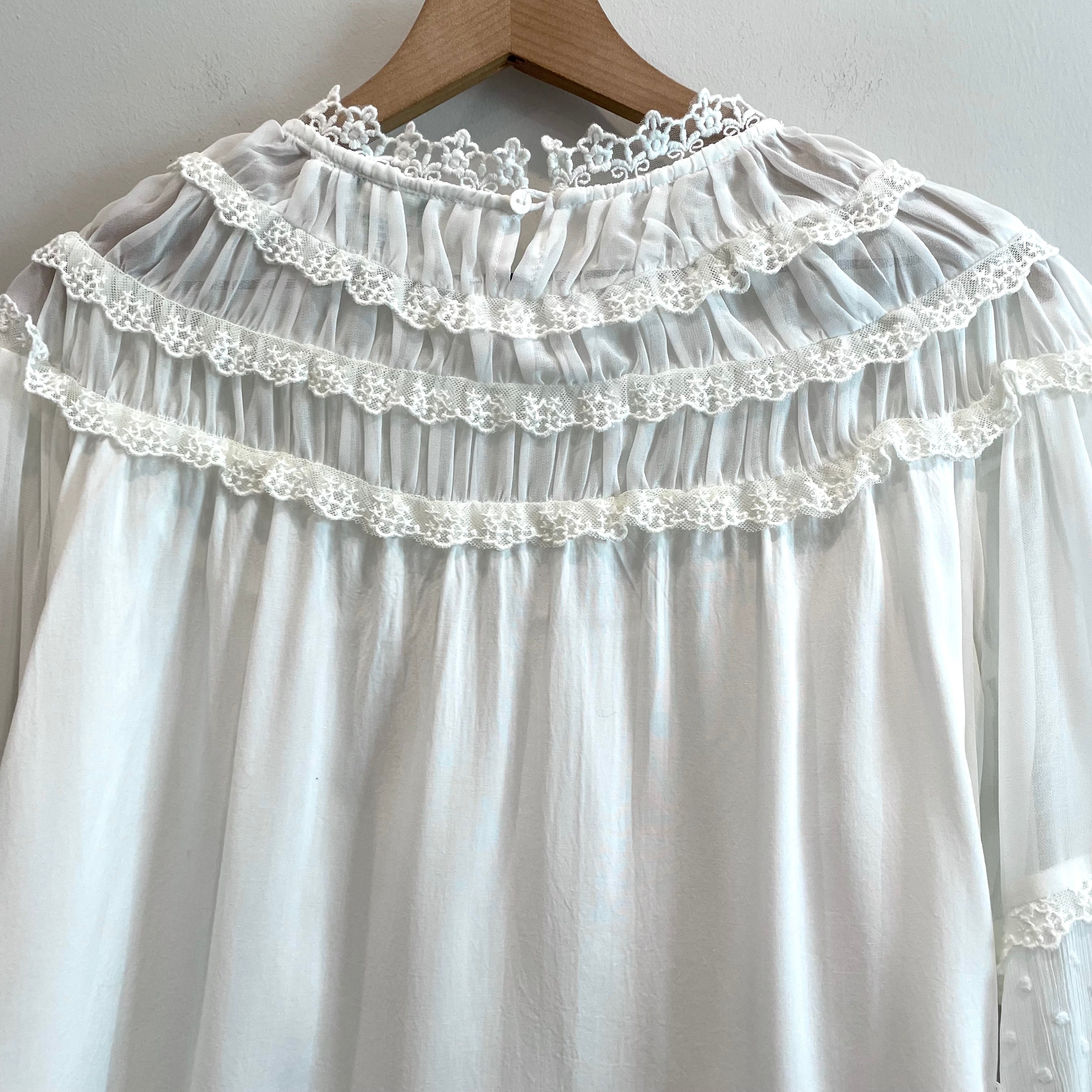 Ruffle Lace Neckline Top