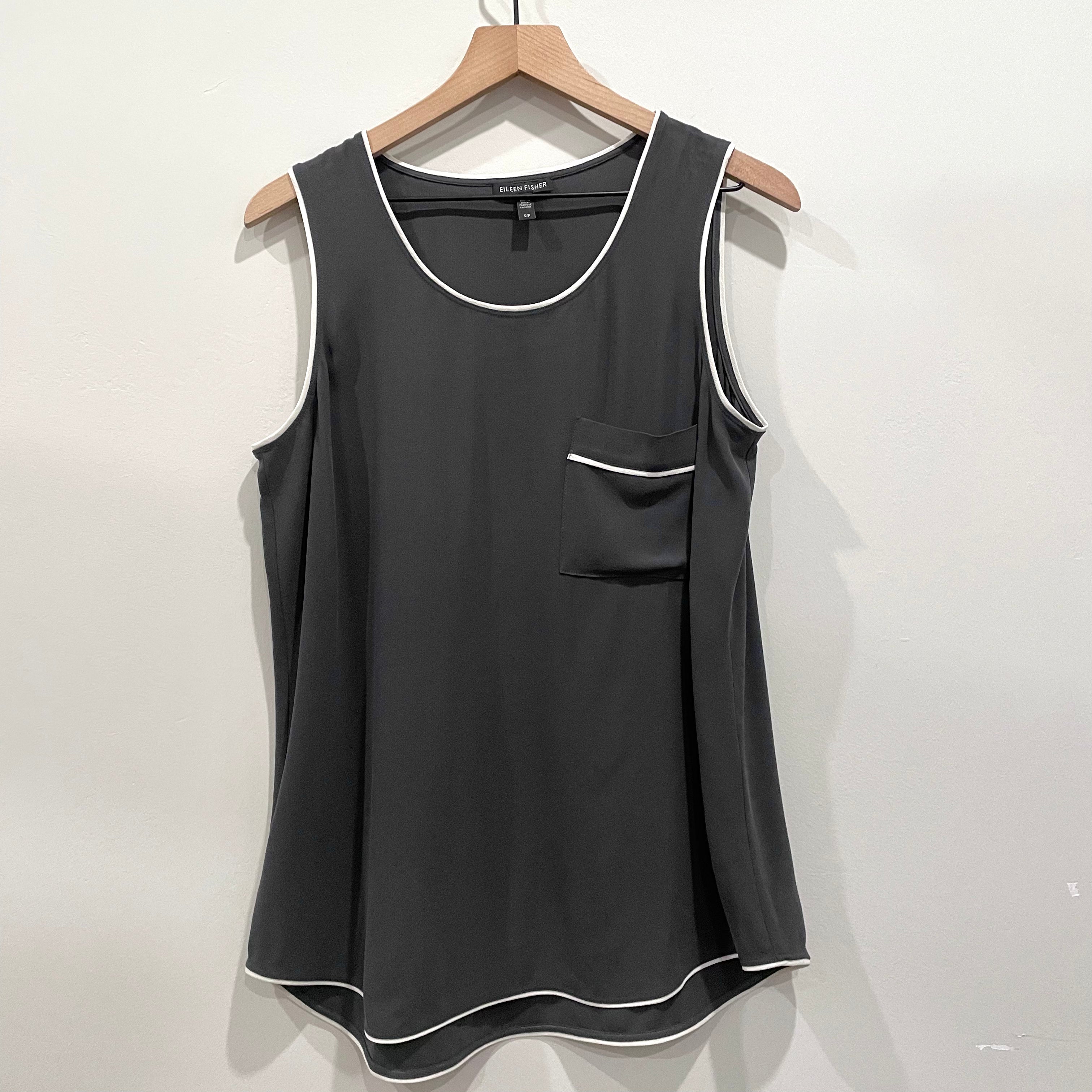 Silk Chest Pocket Tank Top