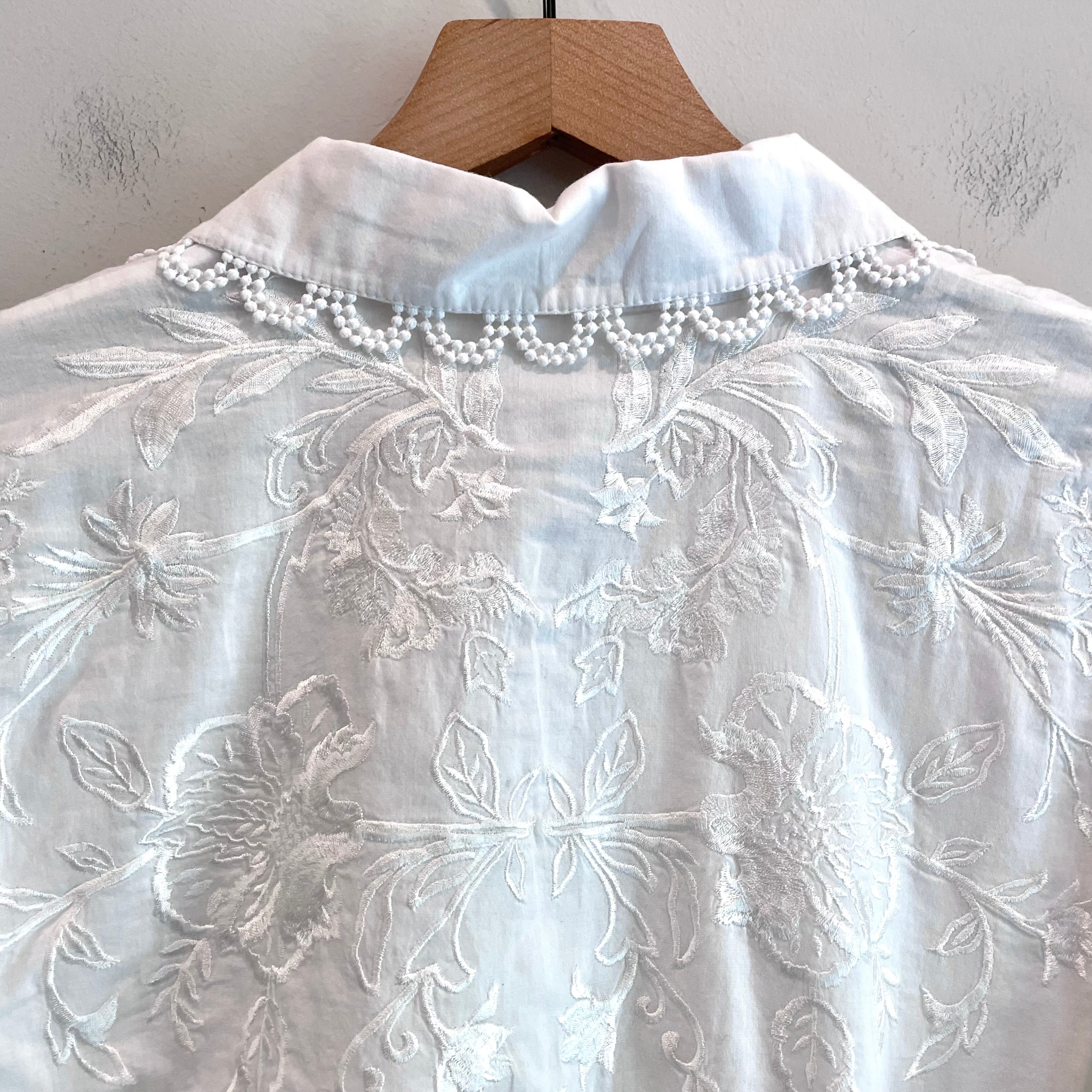 Floral Embroidered Smocked Waist Top