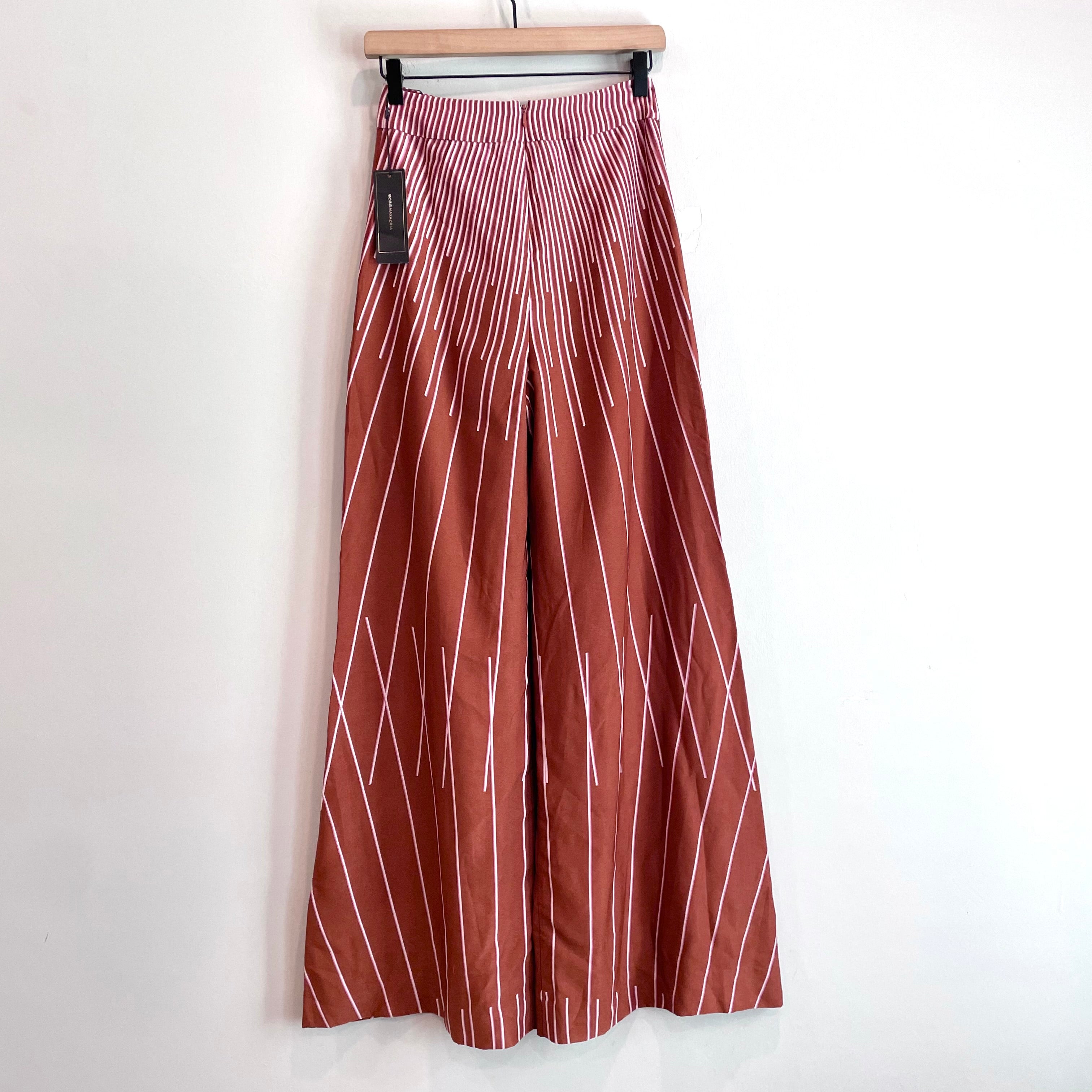 Linear Striped Wide Leg Satin Pants