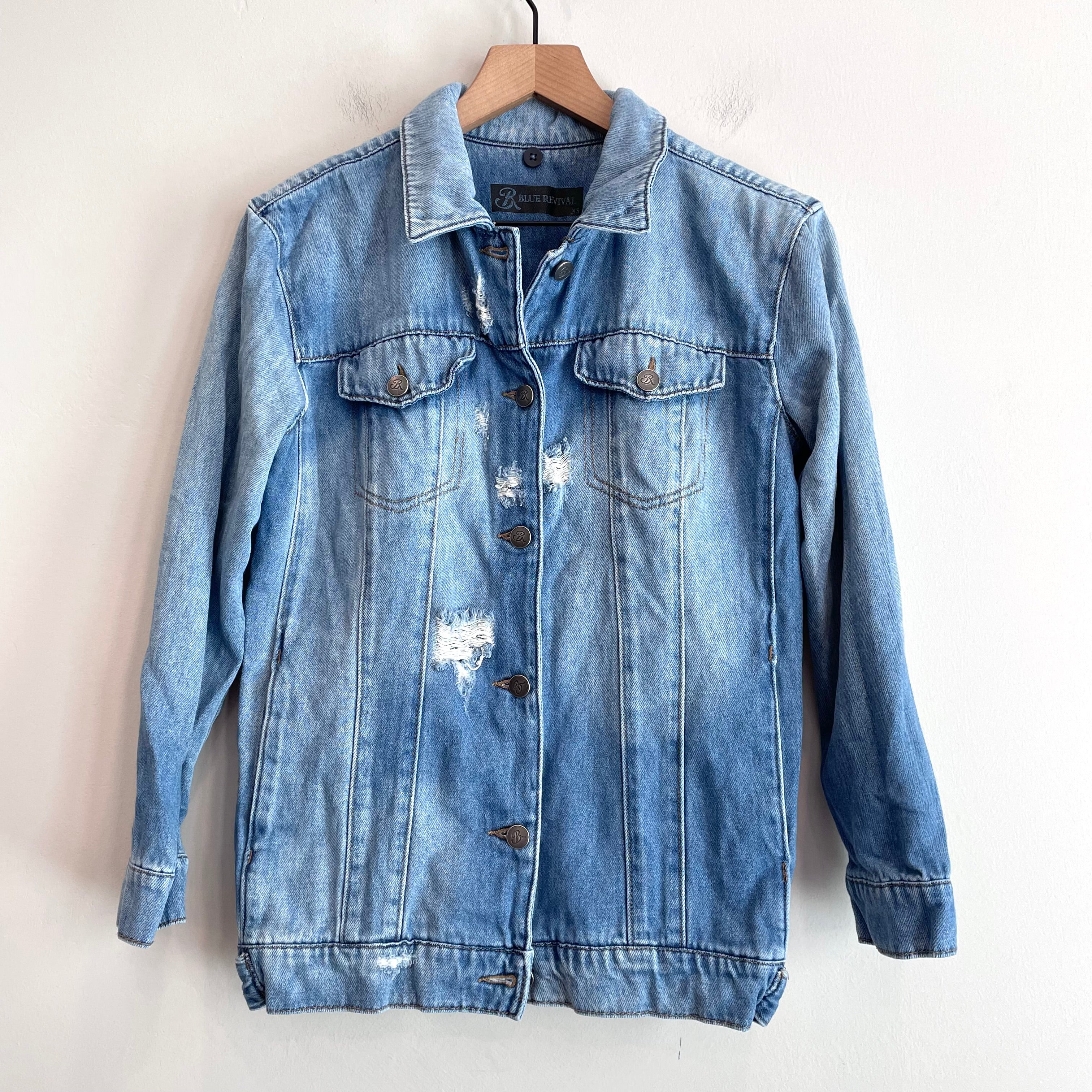 Distressed Denim Jean Trucker Jacket