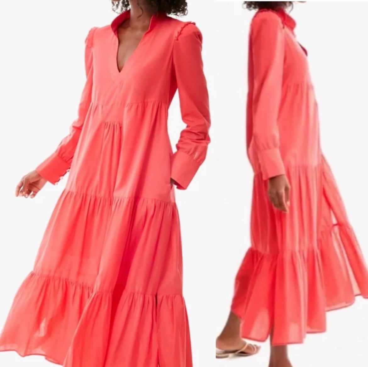 V-Neck Long Sleeve Maxi Dress