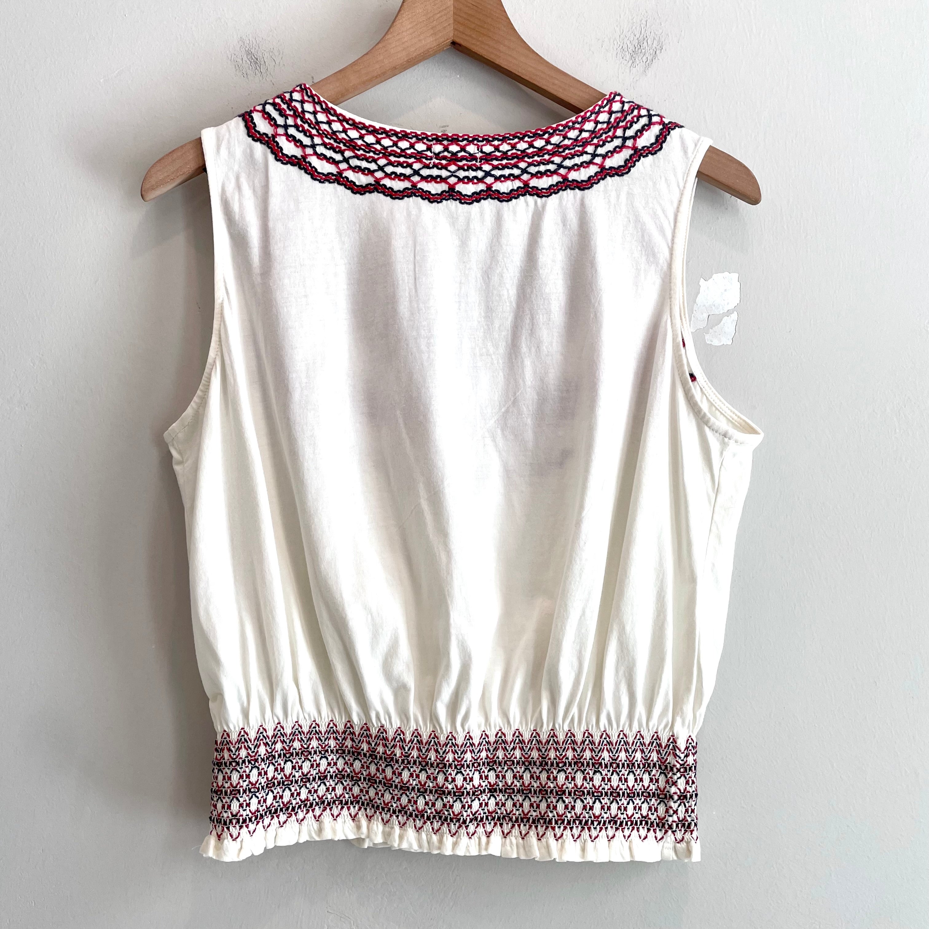 Embroidered Smocked Top