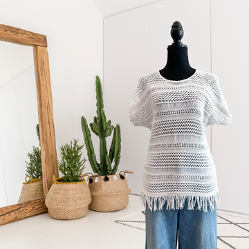 Open Knit Short Sleeve Sweater