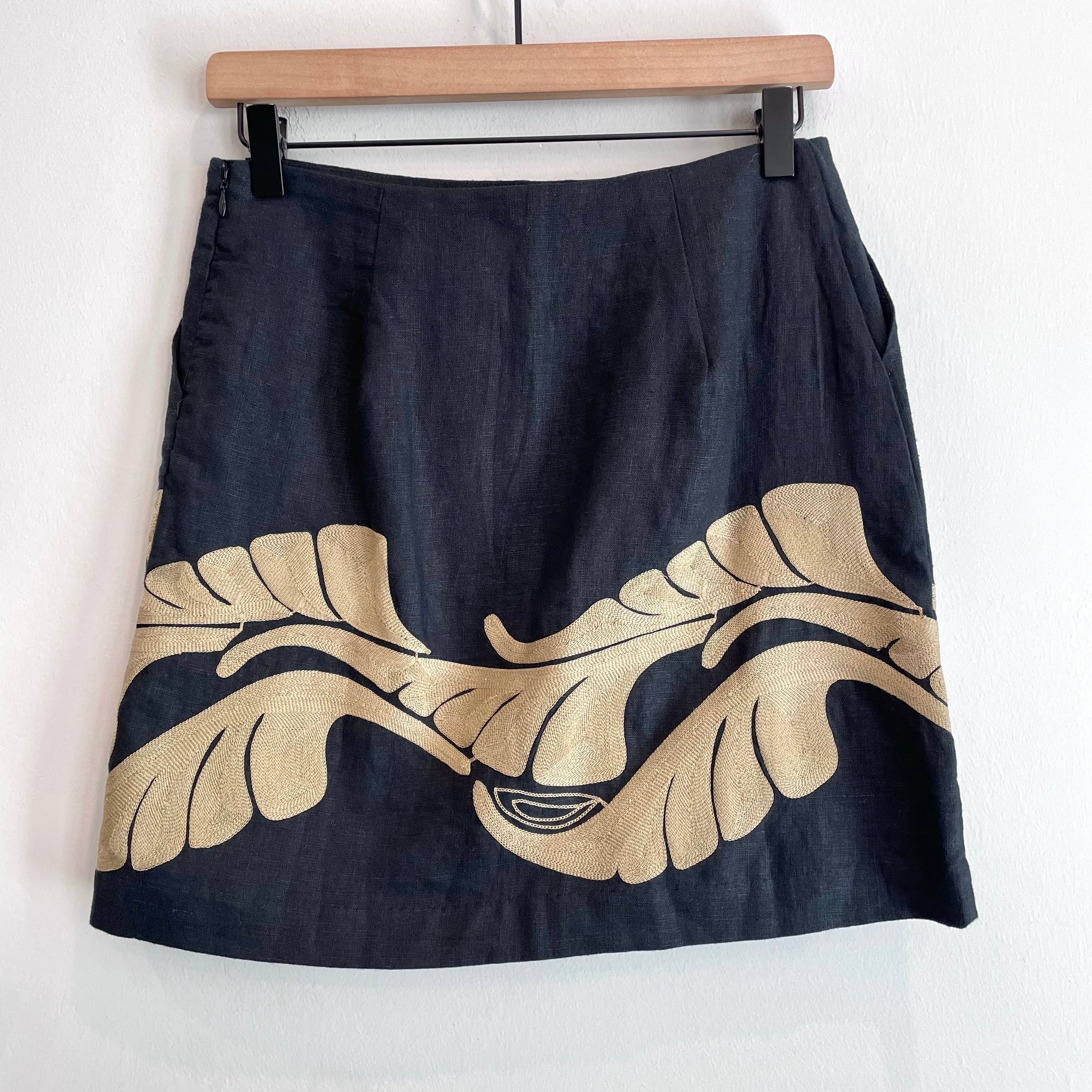 Embroidered Linen Mini Skirt