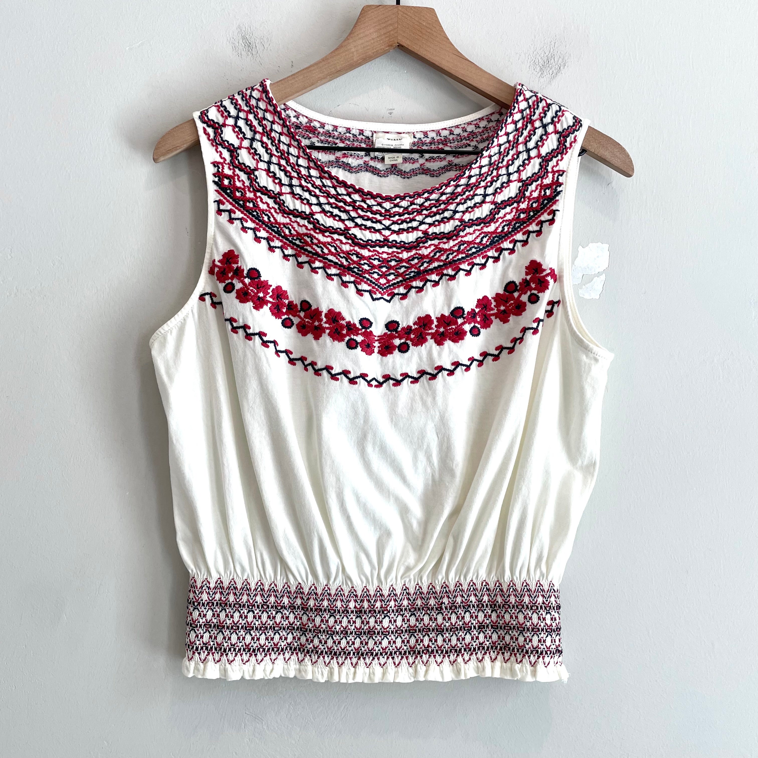 Embroidered Smocked Top