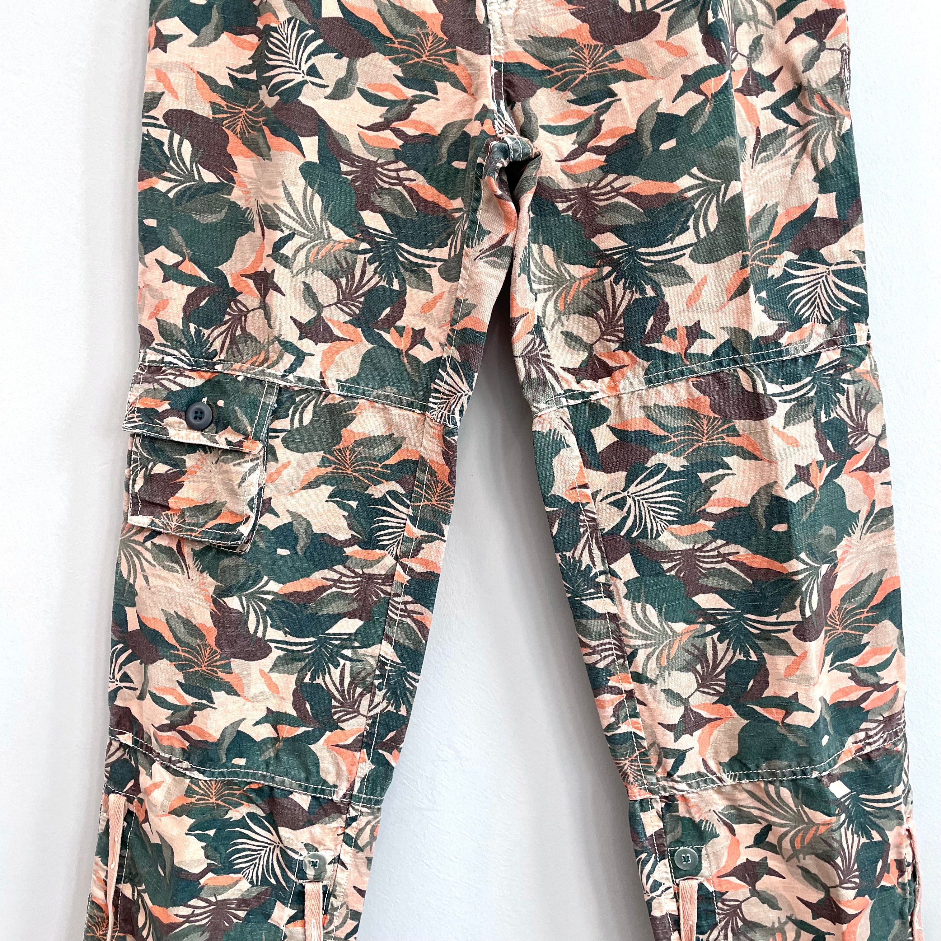 Tropical Cargo Roll Tab Pants