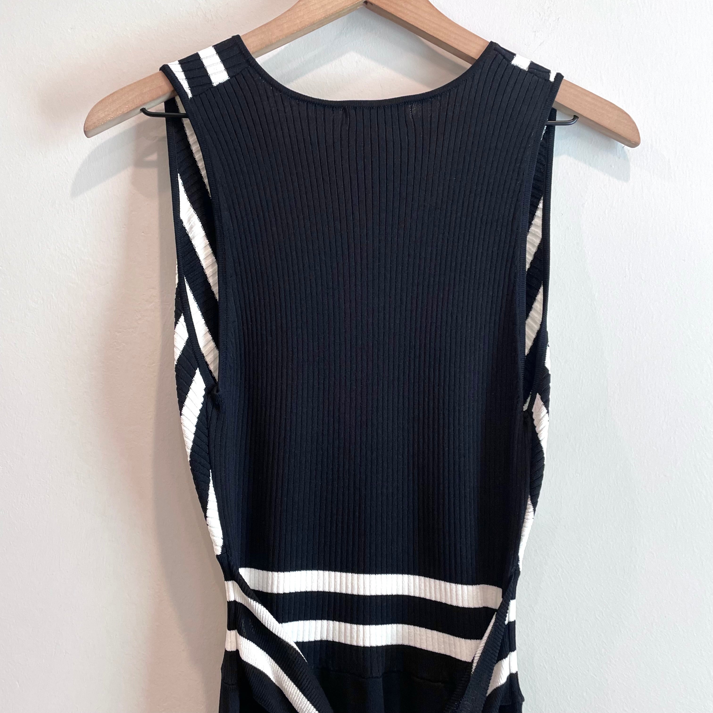 Striped V-Neck Stretch Dress