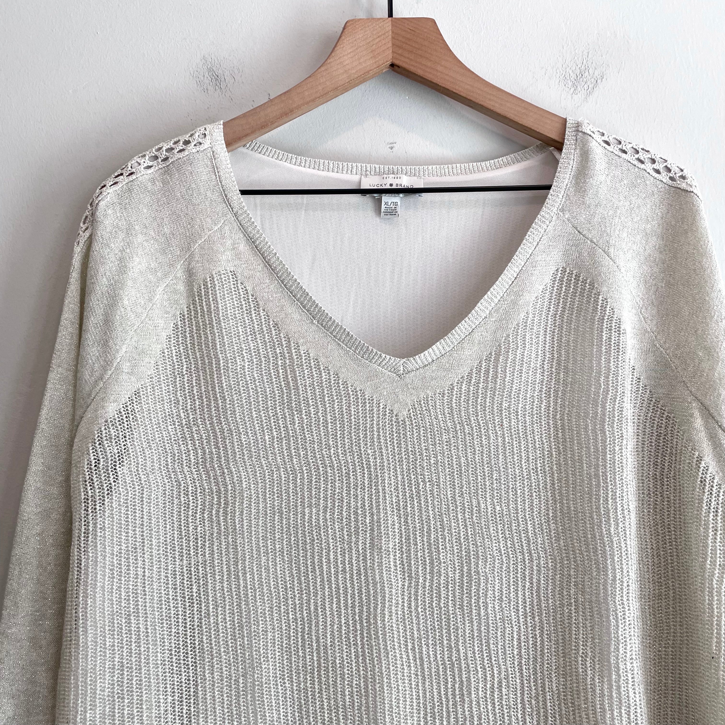 Open Knit Overlay Sweater