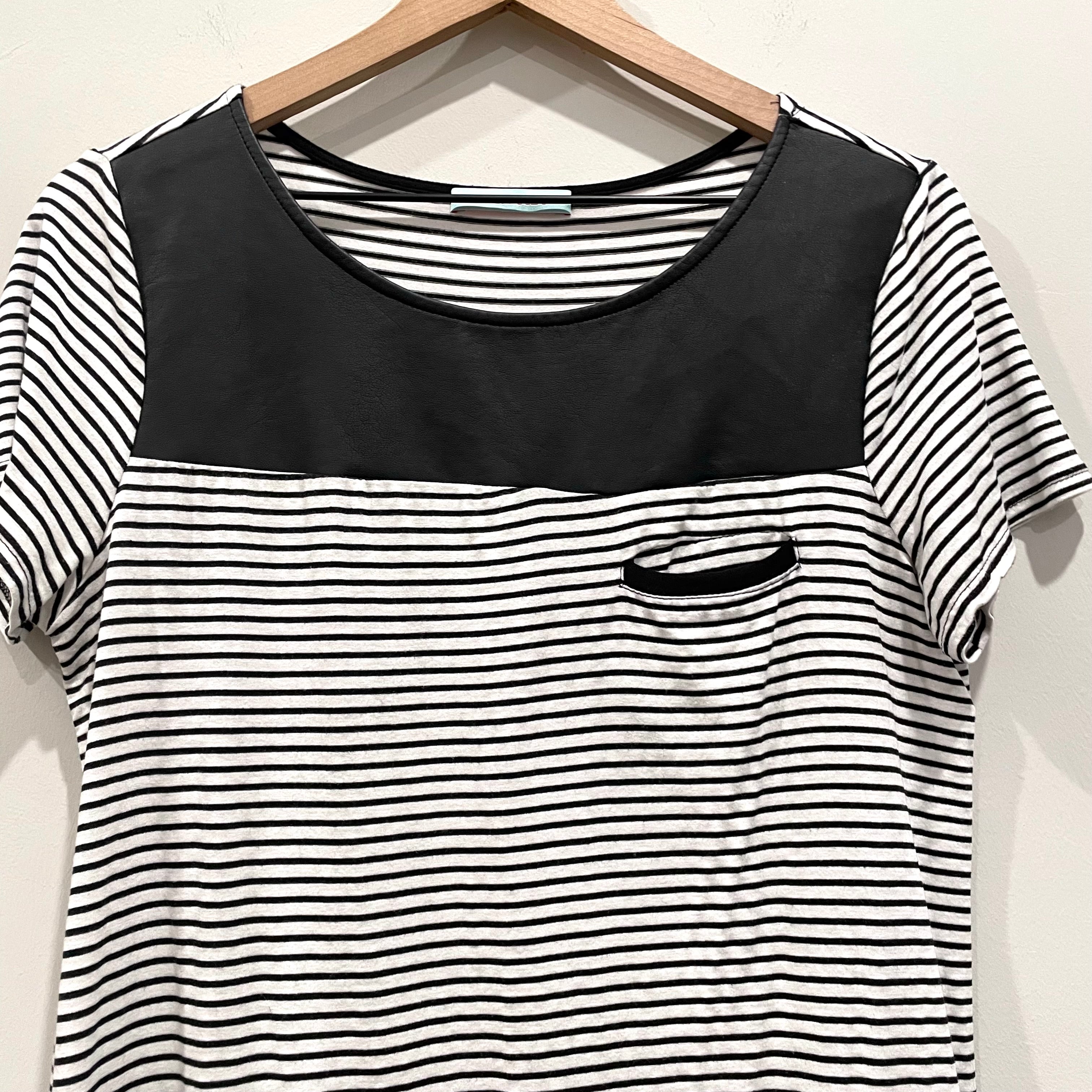 Striped Faux Leather Top