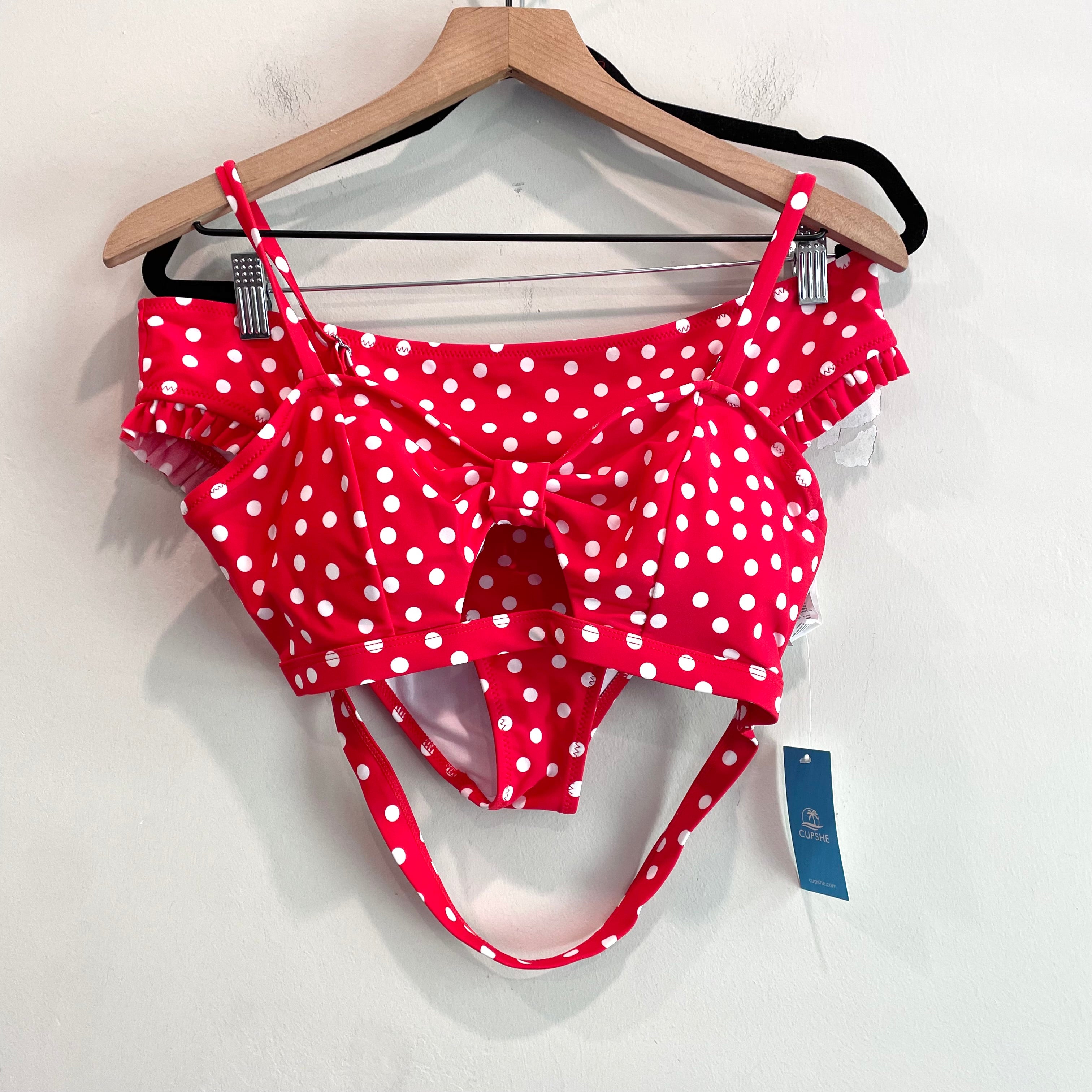 Polka Dot Ruffle Trim Bikini