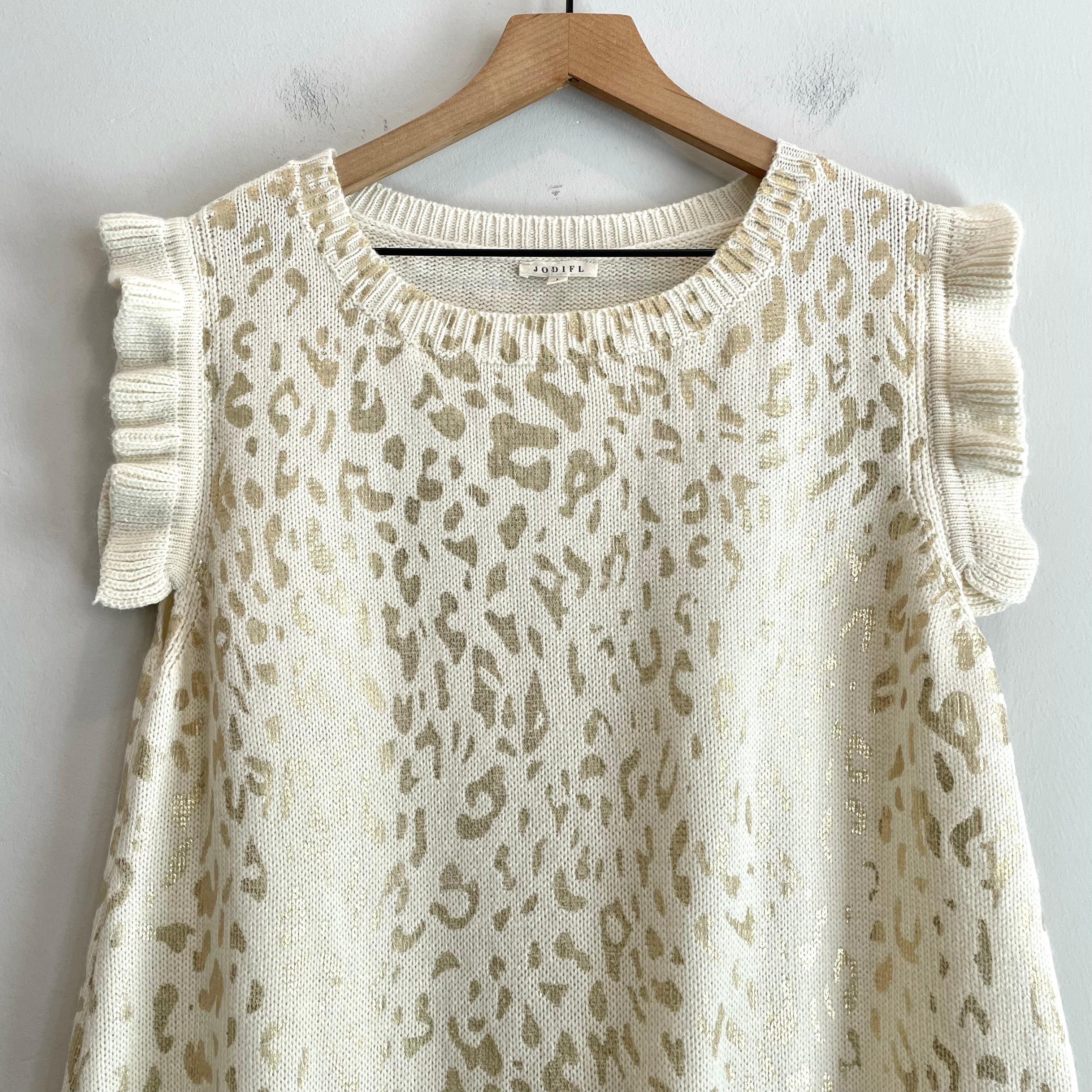 Metallic Leopard Ruffle Sweater