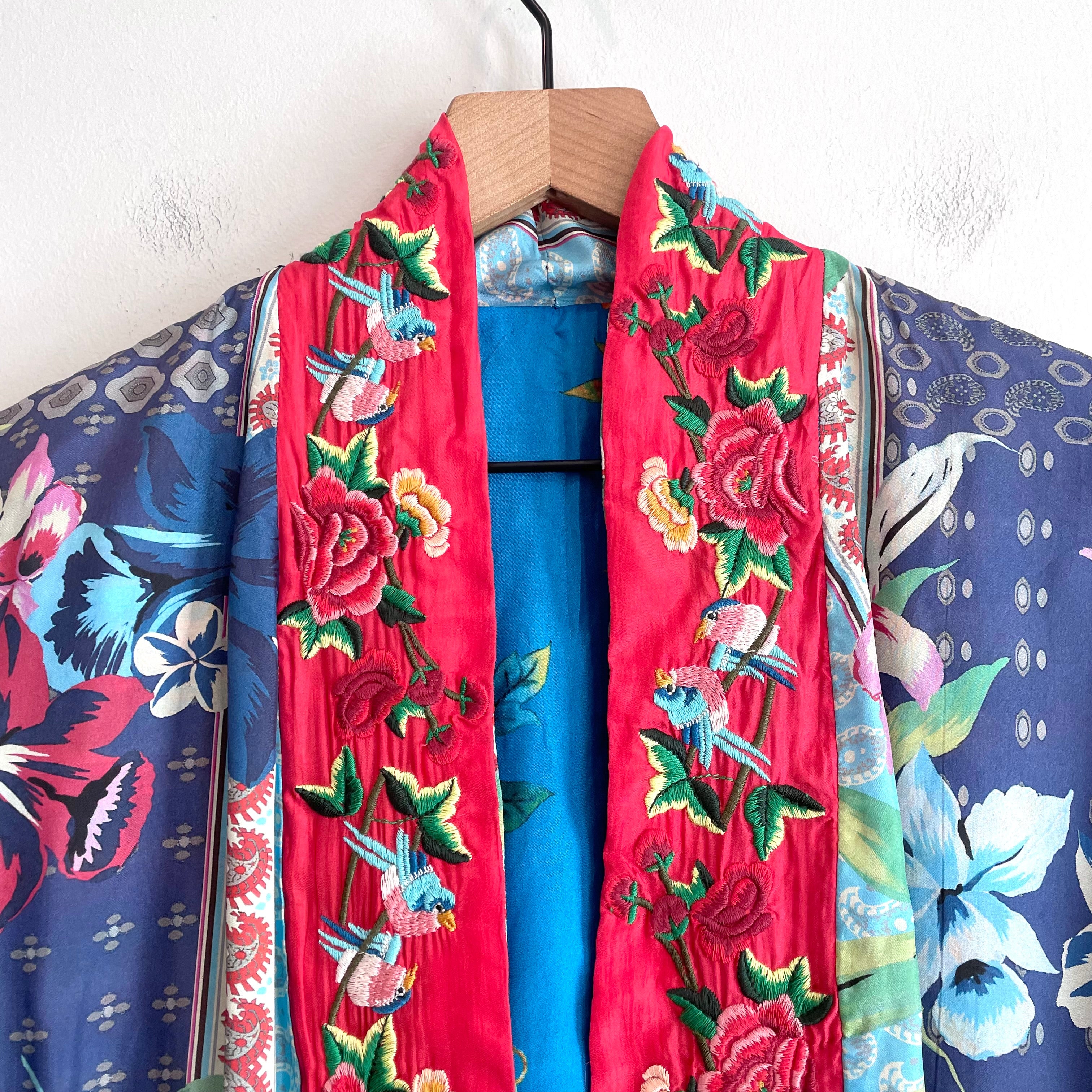 Floral Silk Reversible Kimono Cardigan