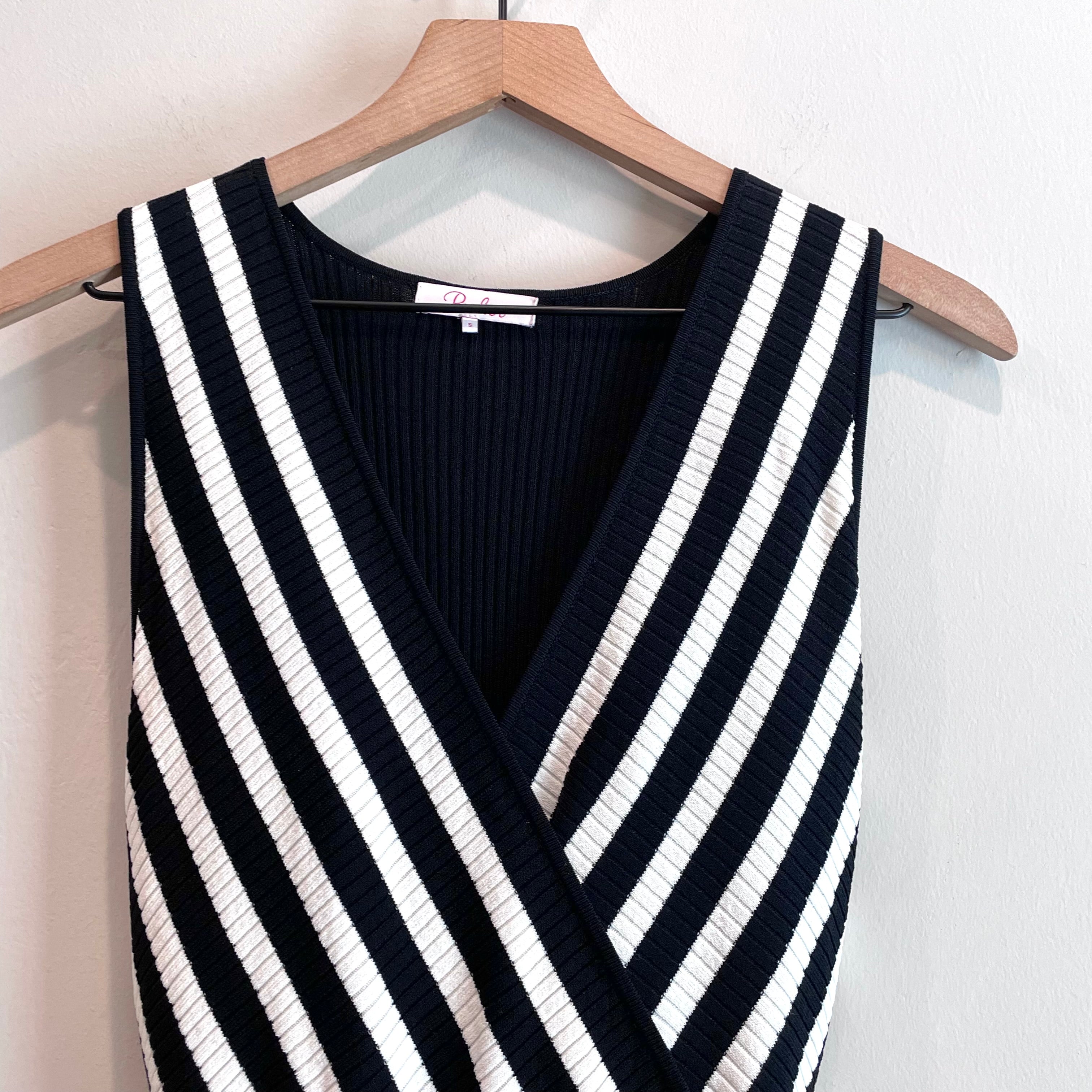 Striped V-Neck Stretch Dress