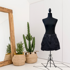 Cargo Mini Jean Skirt