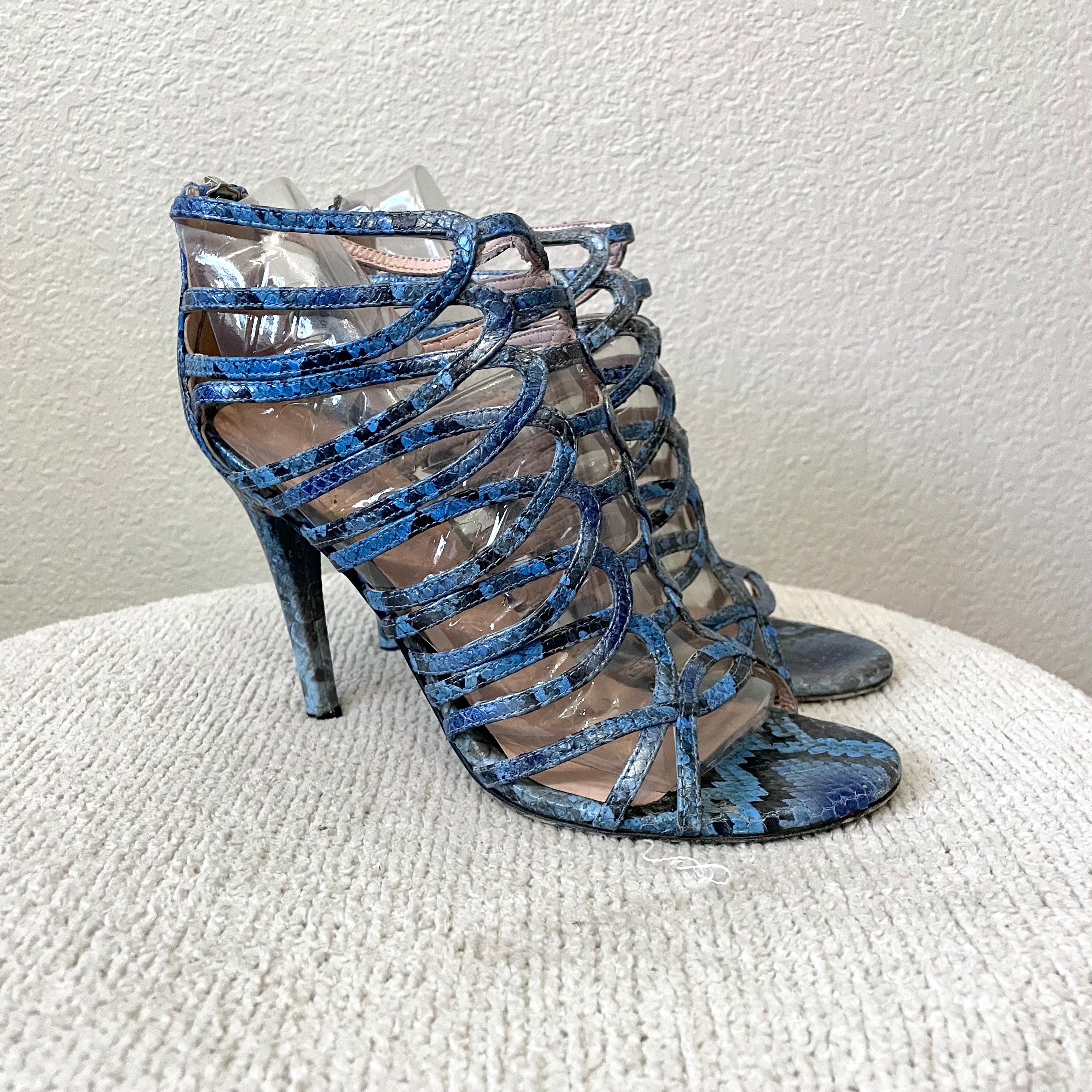 Strappy Snakeskin Heels