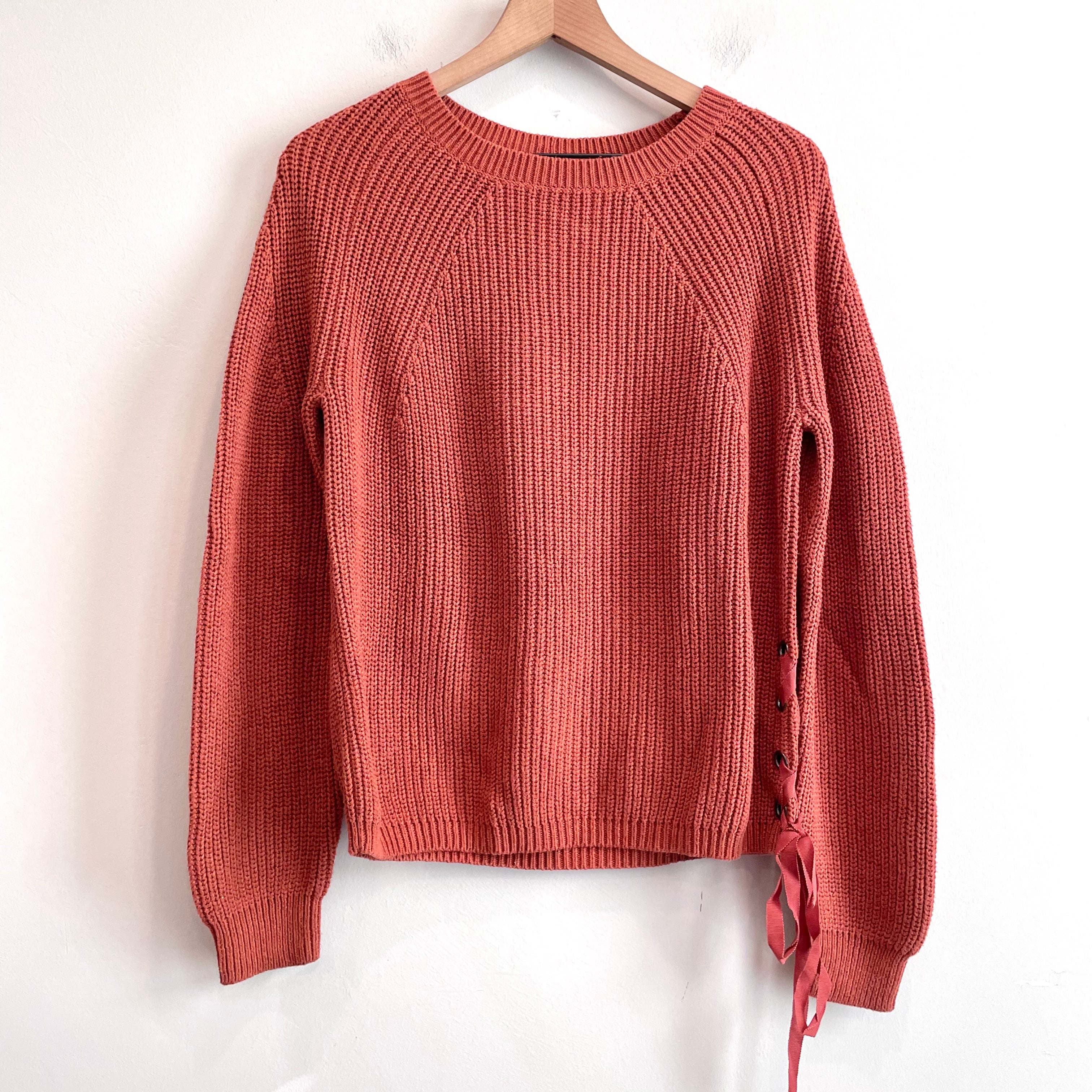 Side Lace Up Knit Sweater