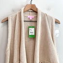 Tassel Trim Open Front Cardigan Vest-3