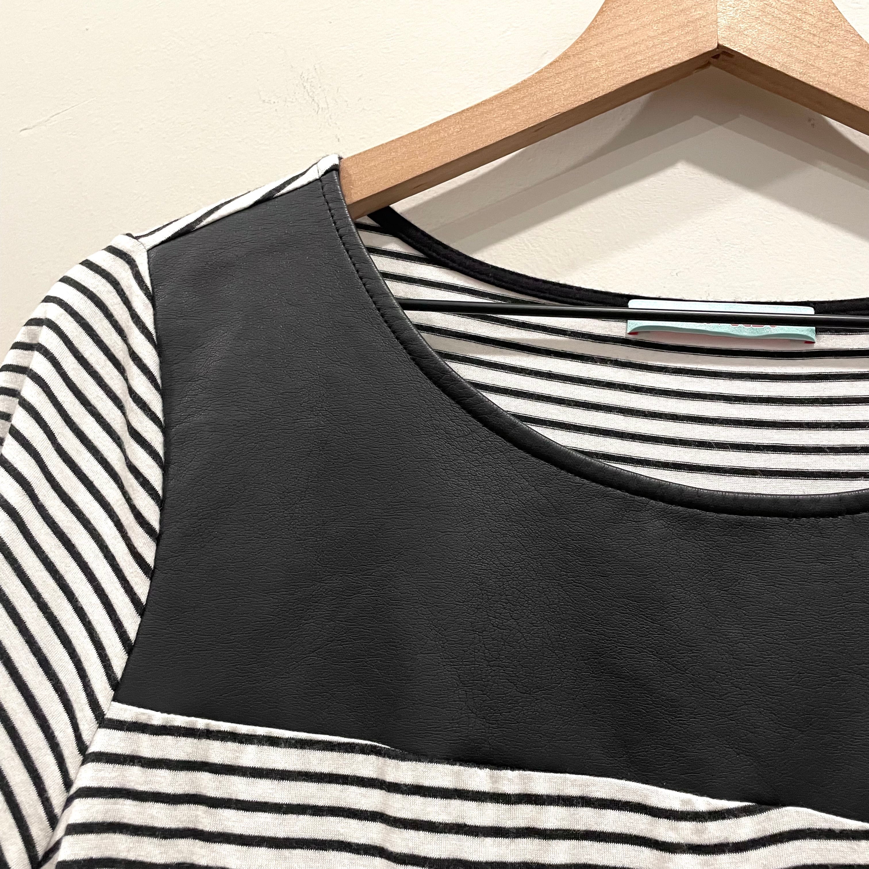 Striped Faux Leather Top