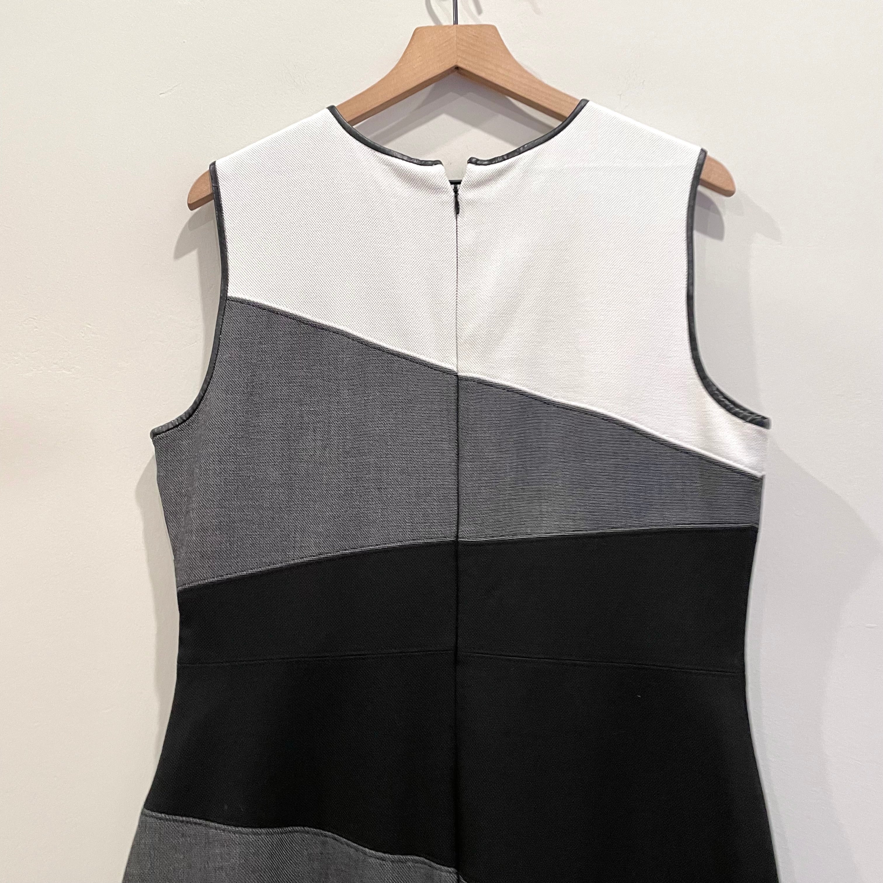 Colorblock Faux Leather Trim Dress