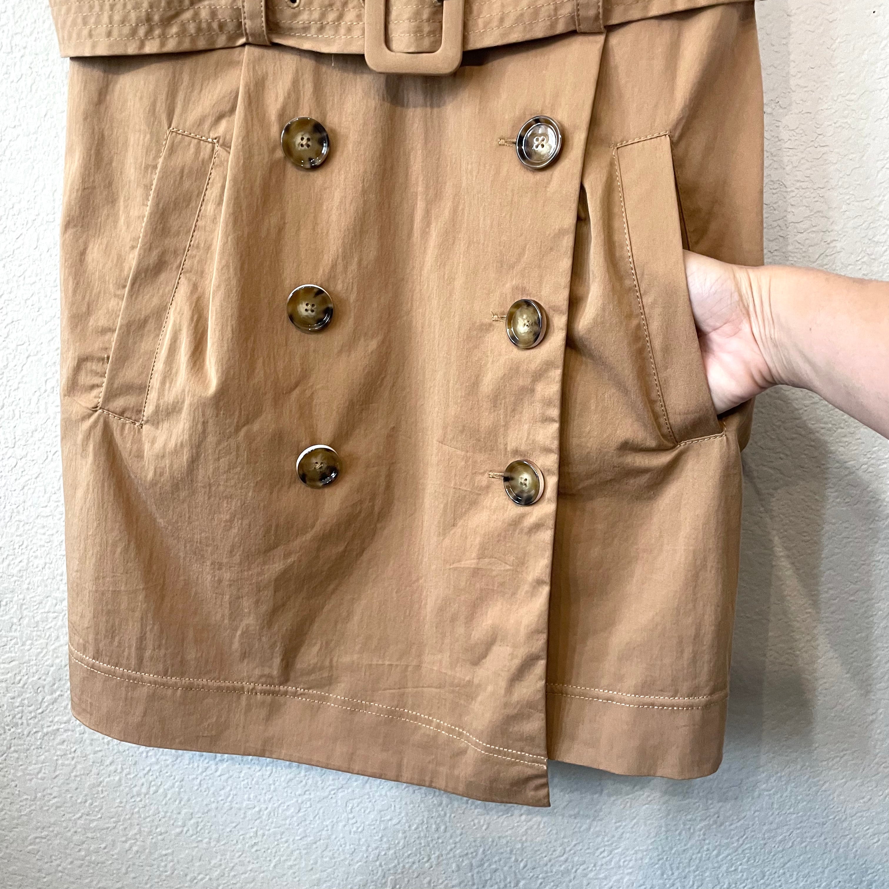 Belted Trench Skirt Dress