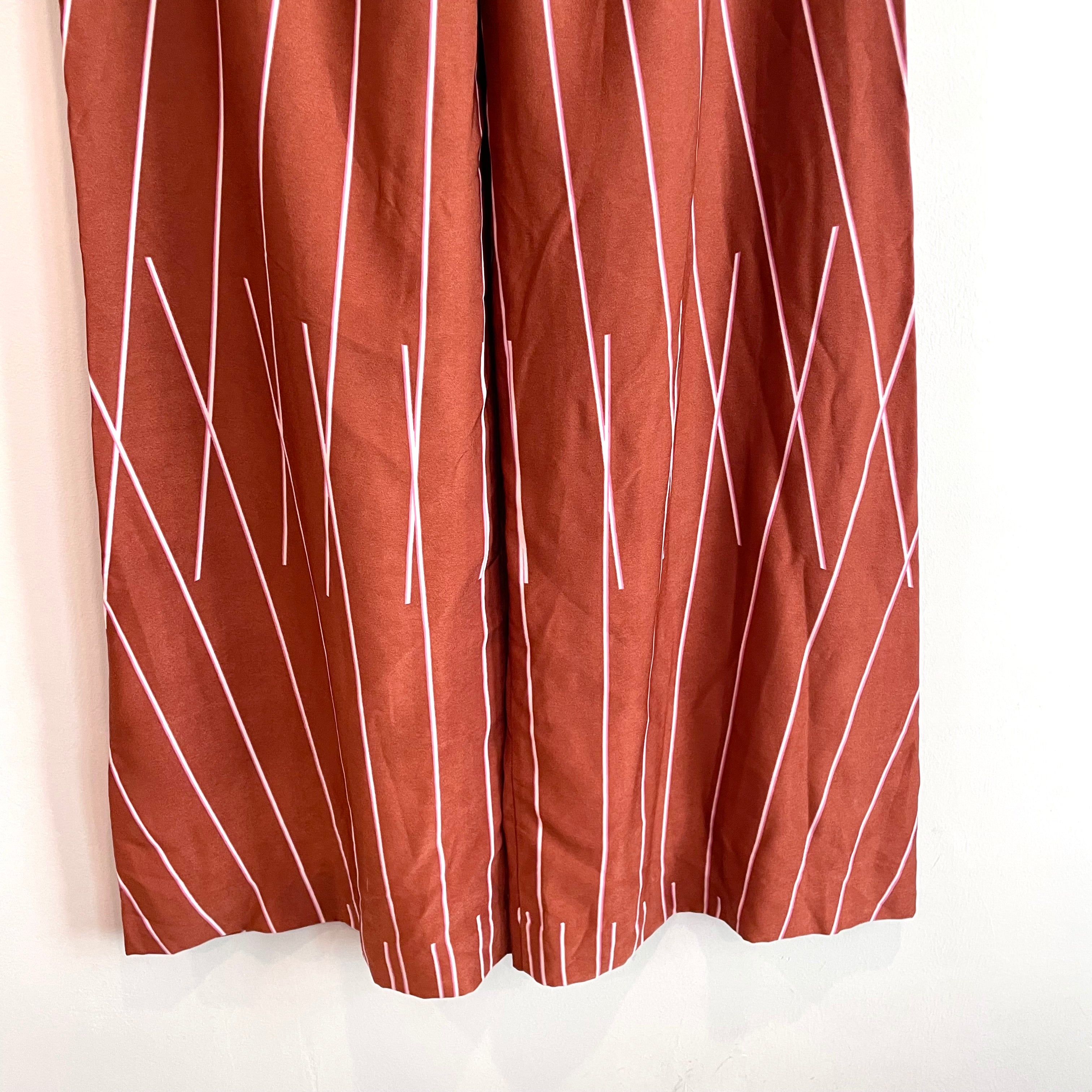 Linear Striped Wide Leg Satin Pants